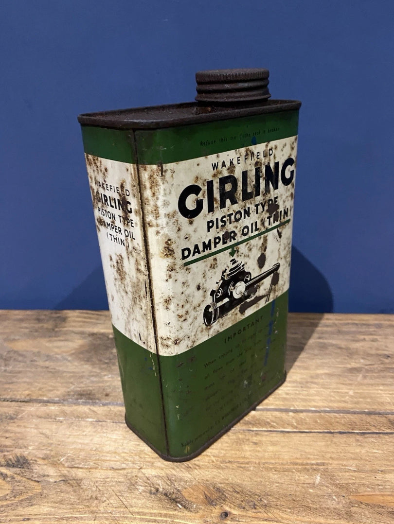 Vintage Wakefield Girling Piston Damper Oil Empty Tin , Castrol