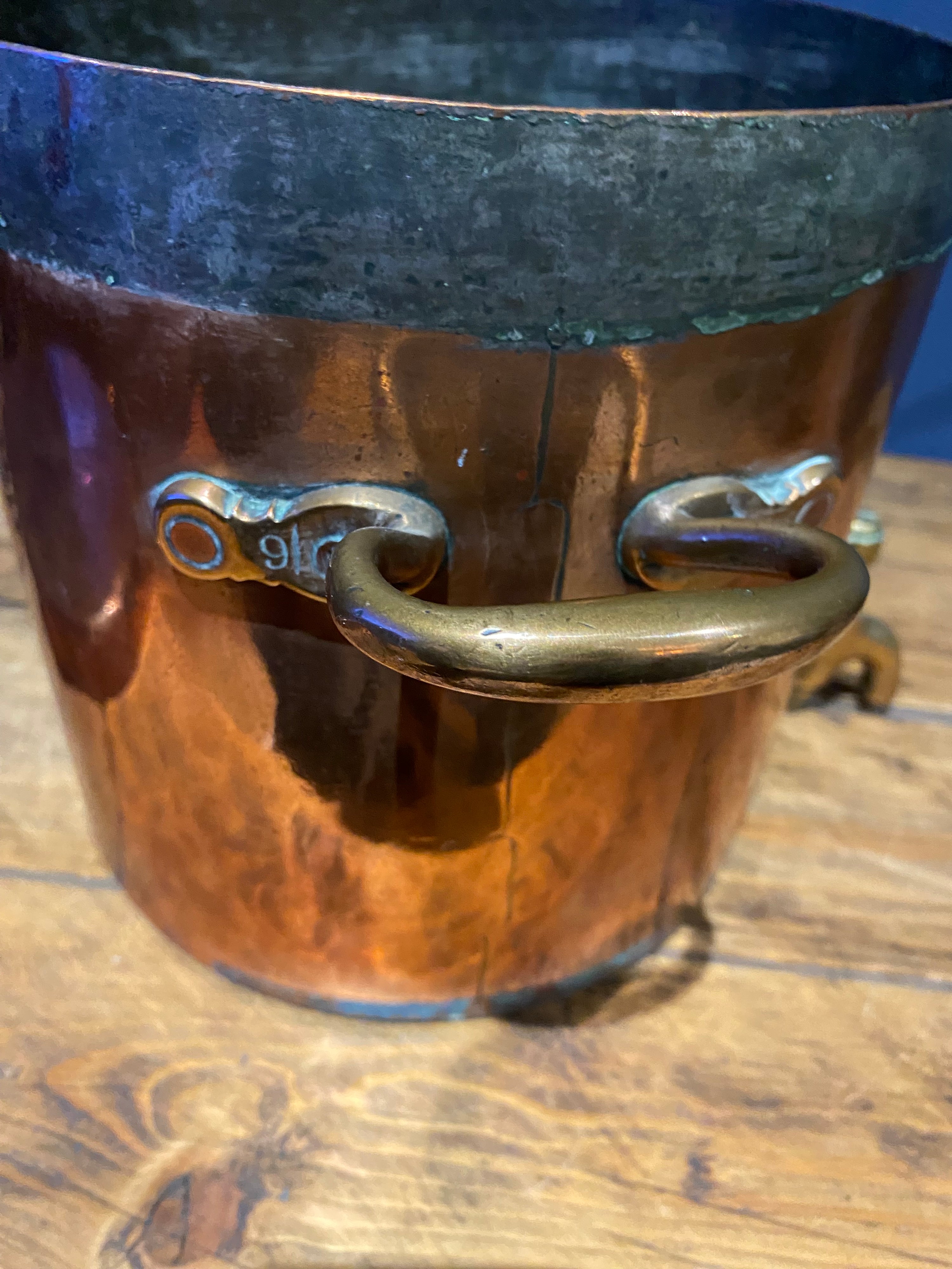 Large Heavy Antique Copper Water Urn , E.I.U.S.C. Stamped In It.