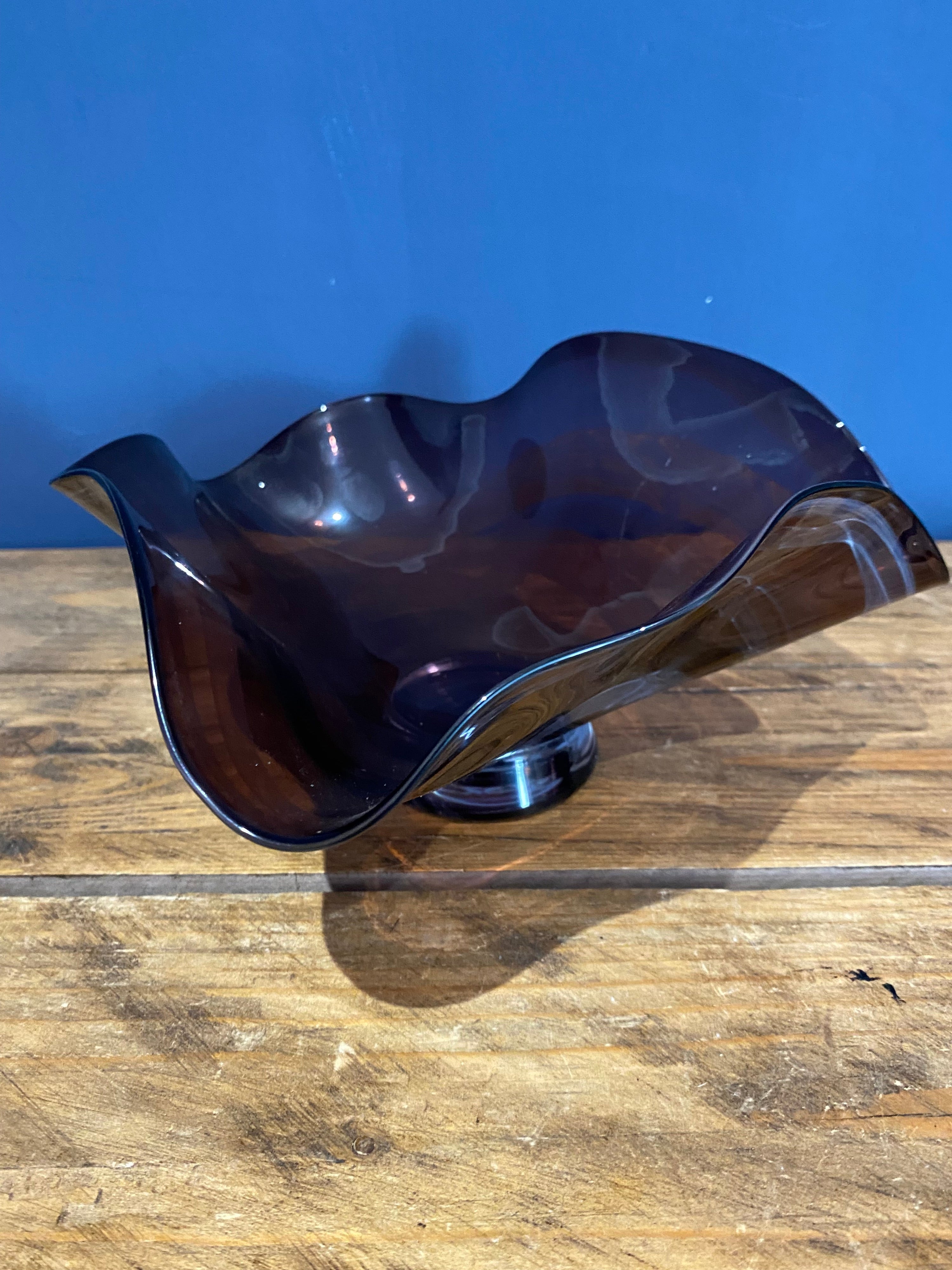 World of glass , St Helens. Purple swirl glass bowl