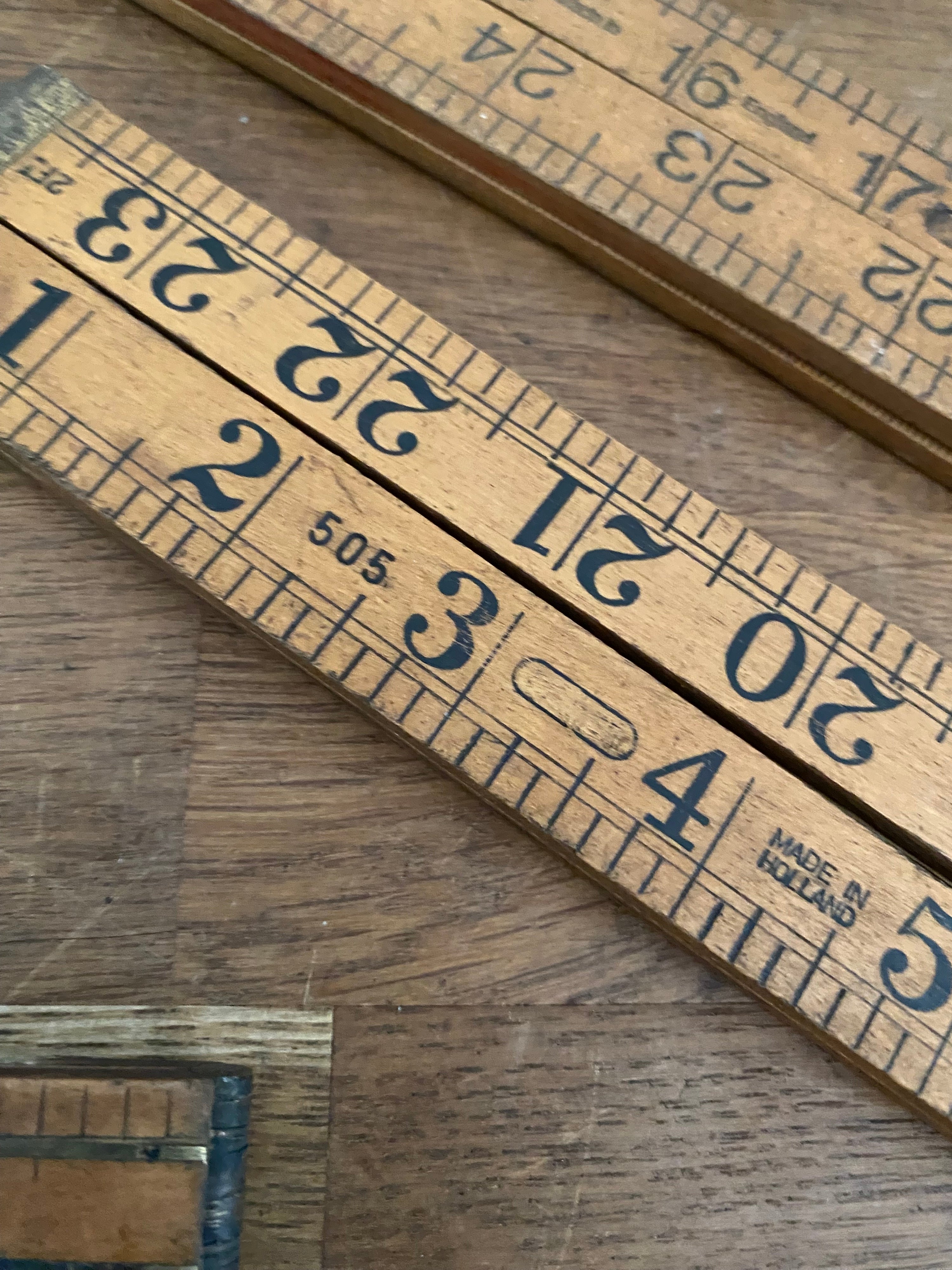 Joblot Of 15 Vintage Box Wood Folding Rulers , Mostly Rabone , Various Condition