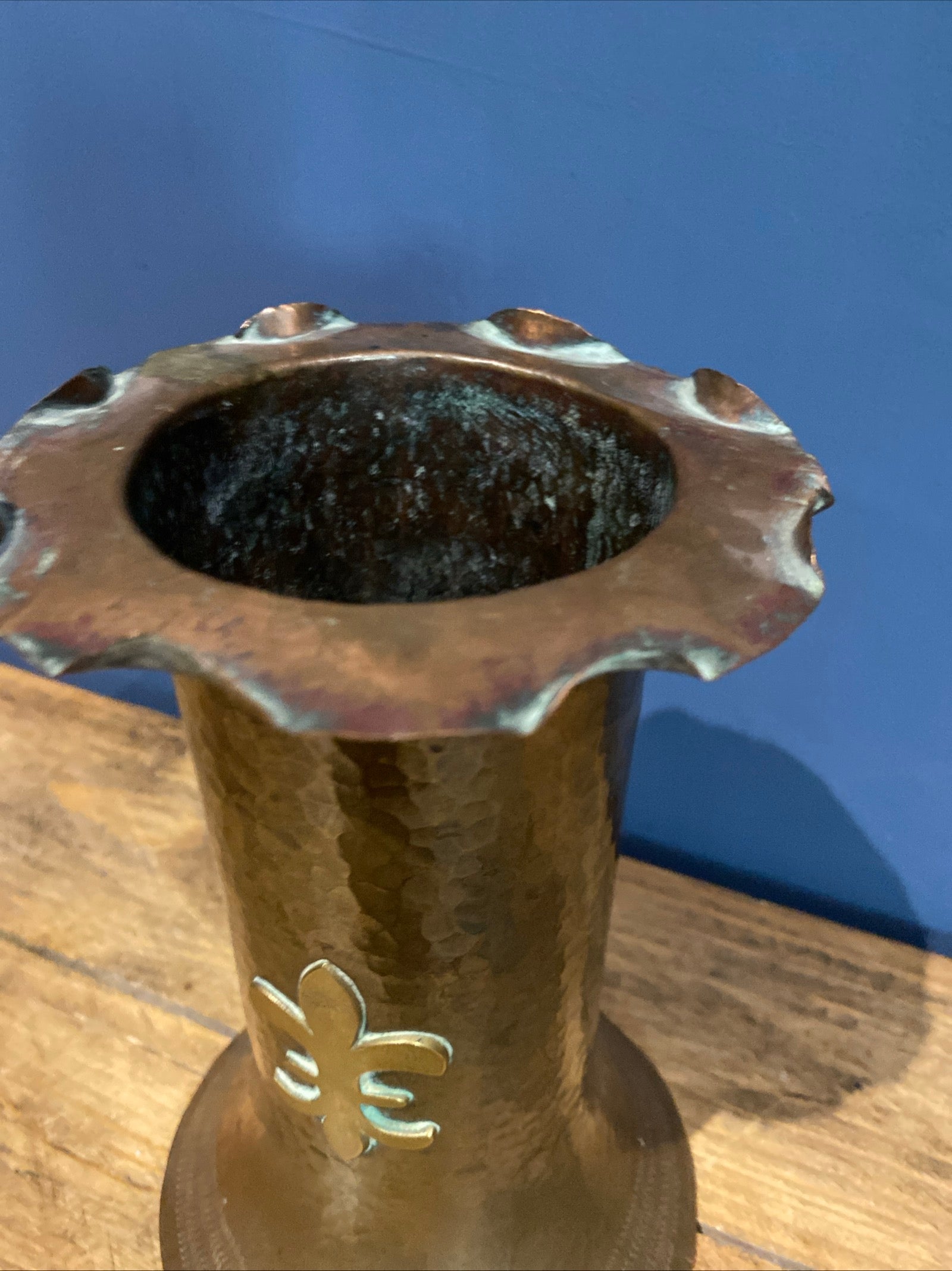 Antique Copper And Brass Vase , With Patina