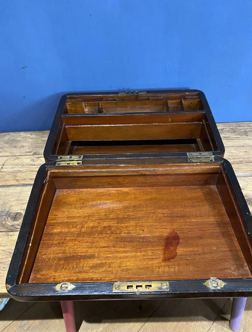 Antique Box / Writing Slope In Need Of Tlc , Secret Compartment.