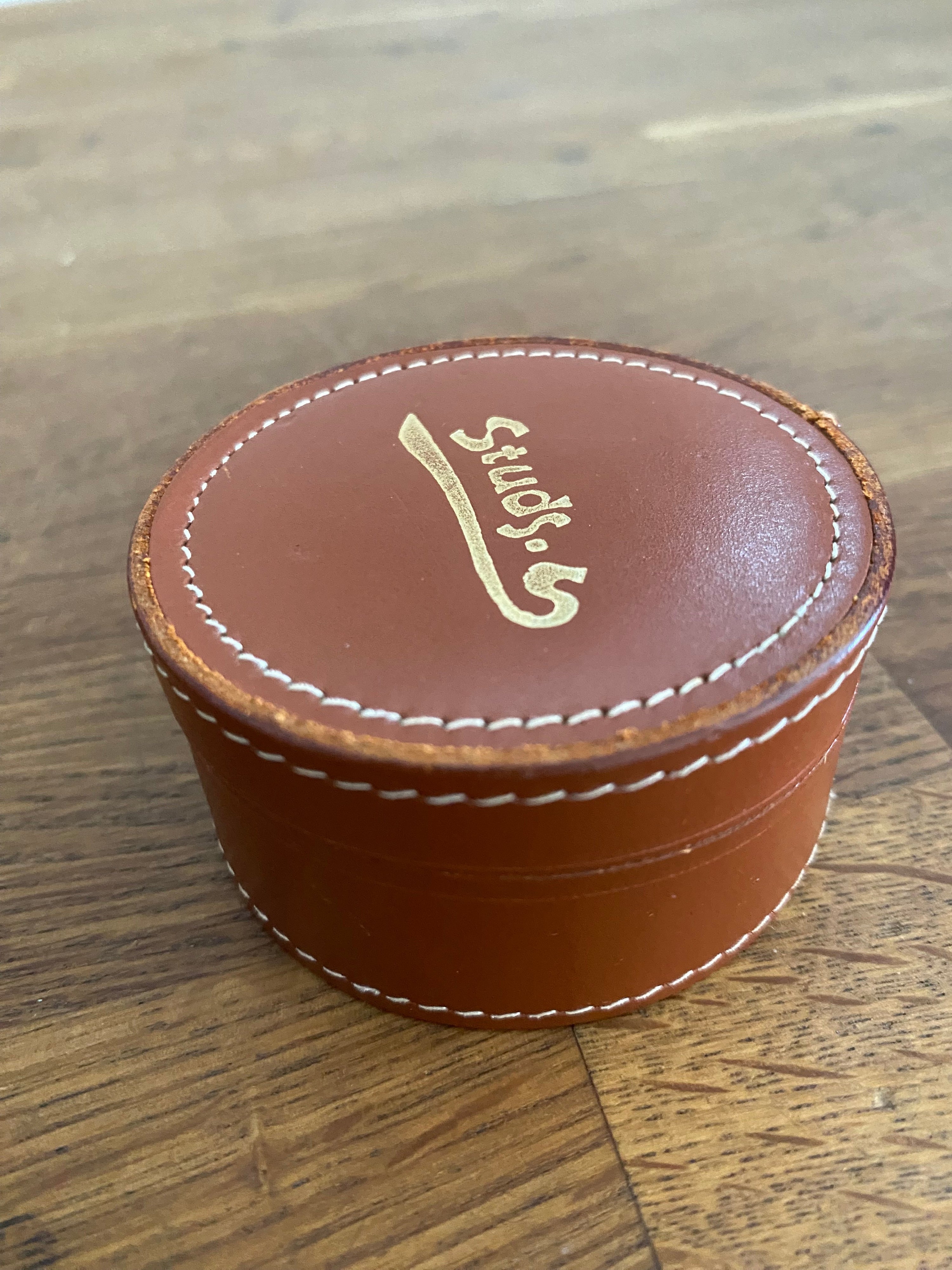 Vintage Real Hide Stud Box , Leather Box