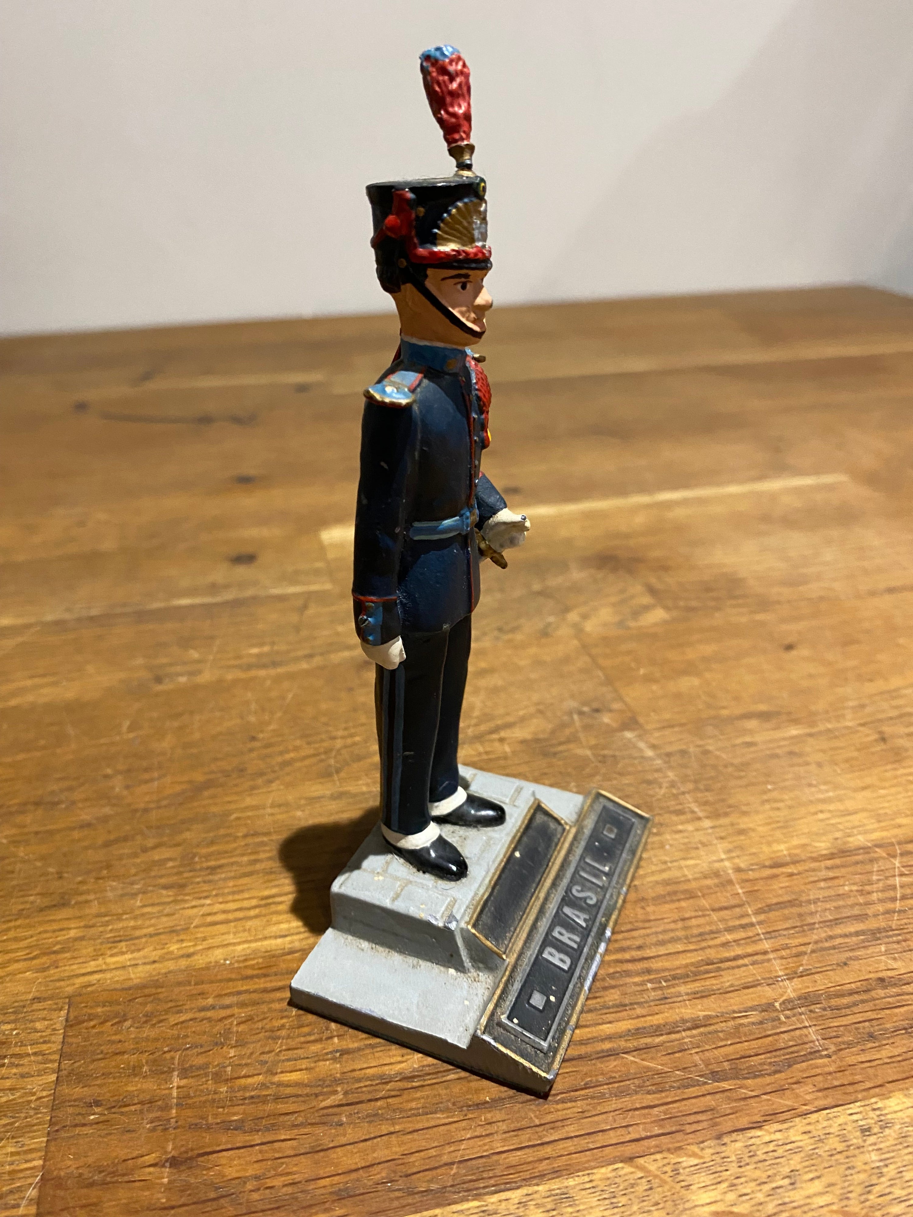 Vintage Cold Painted Metal Figure , Brasil Soldier