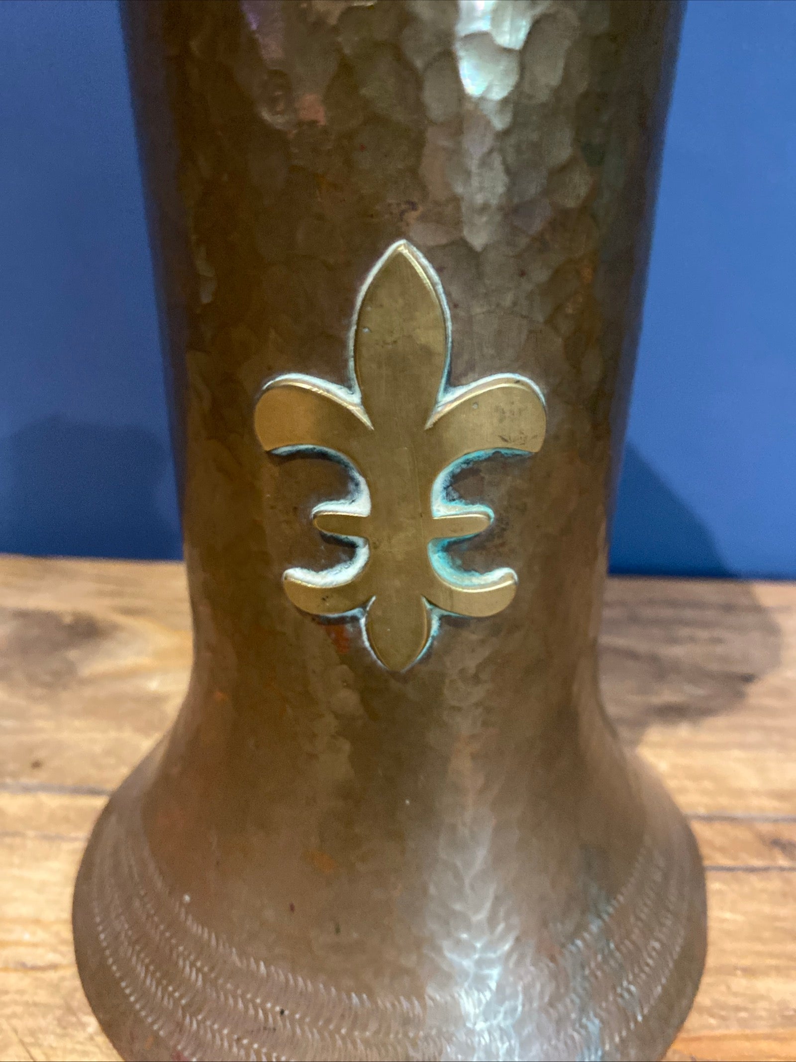 Antique Copper And Brass Vase , With Patina