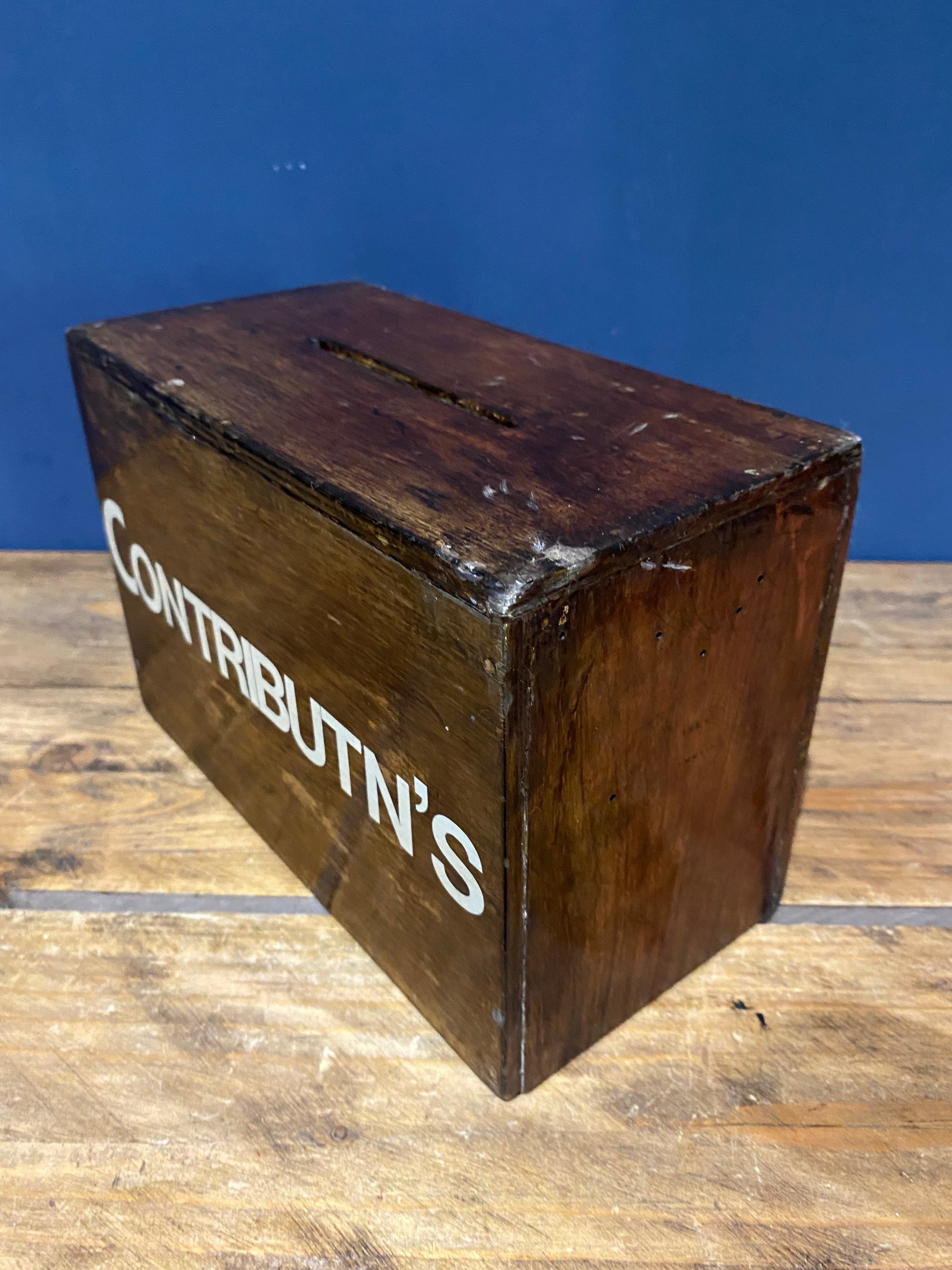 Vintage Wooden Congregations Box / Contributions Box / Alms Box