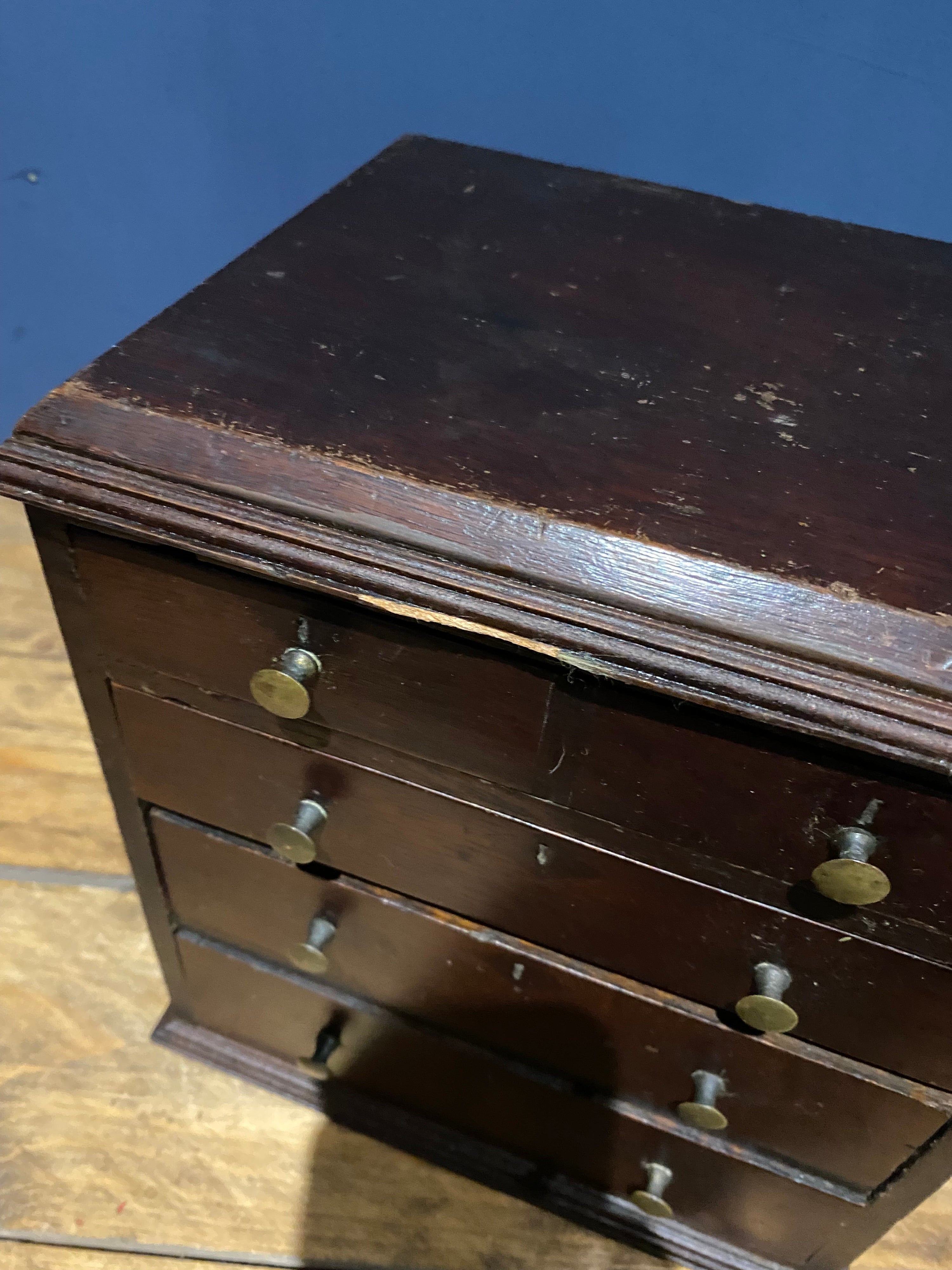 Antique Four Drawer Apprentice Piece/drawers Cabinet
