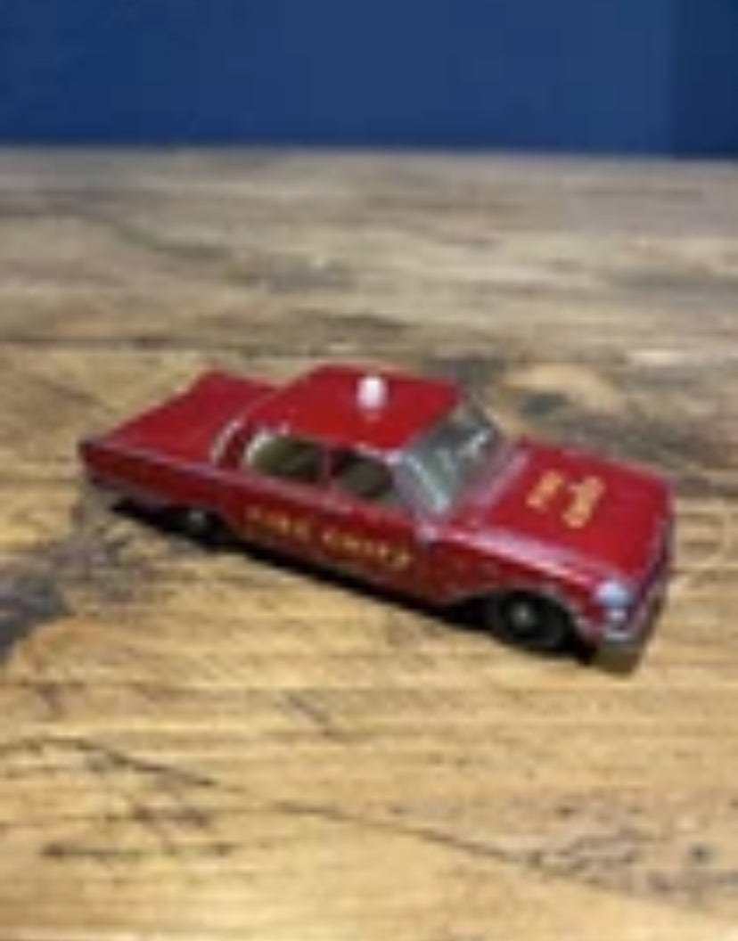 Lesney No59 Ford Fairlane Fire Chiefs Car , Play Worn