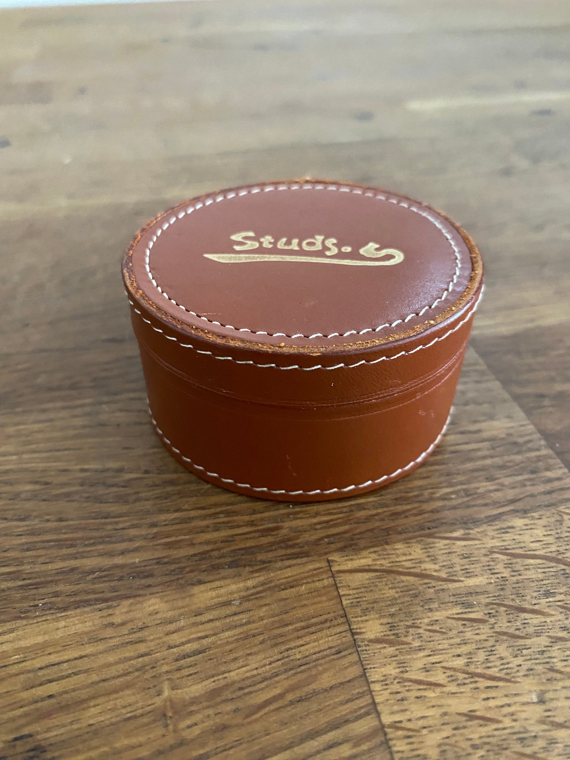 Vintage Real Hide Stud Box , Leather Box