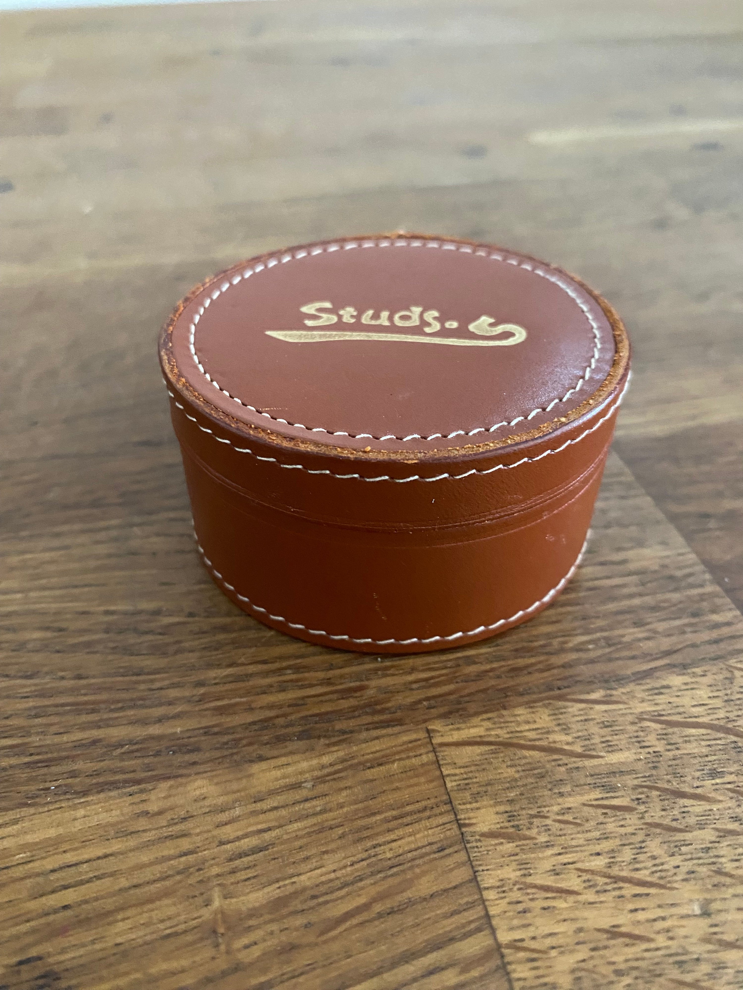 Vintage Real Hide Stud Box , Leather Box