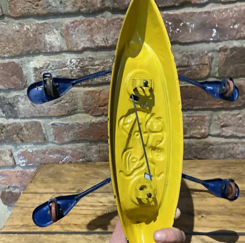 Rare Push Along Mobo Tinplate Canoe