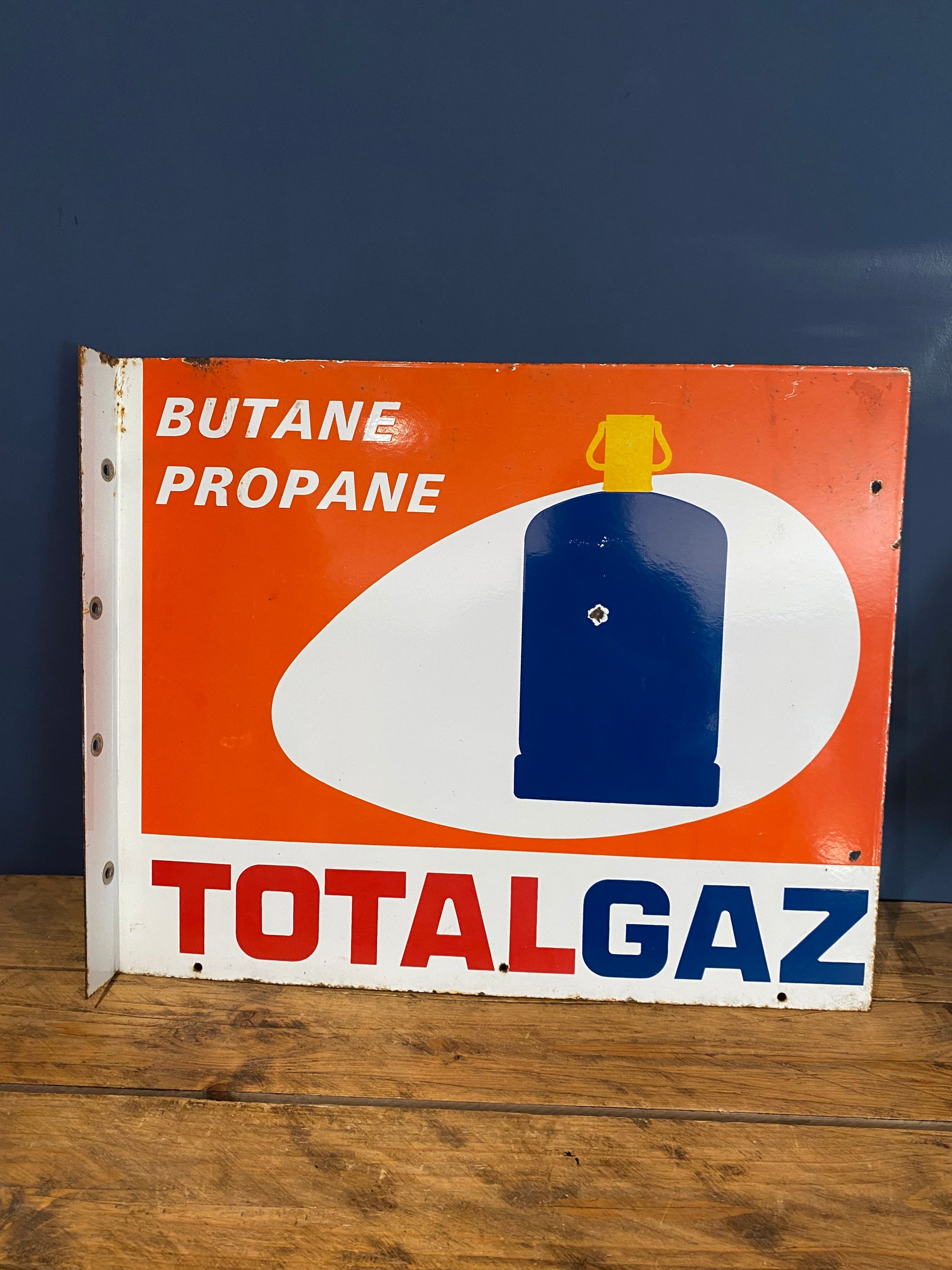 Vintage 1970’s Total Gaz double sided enamel sign