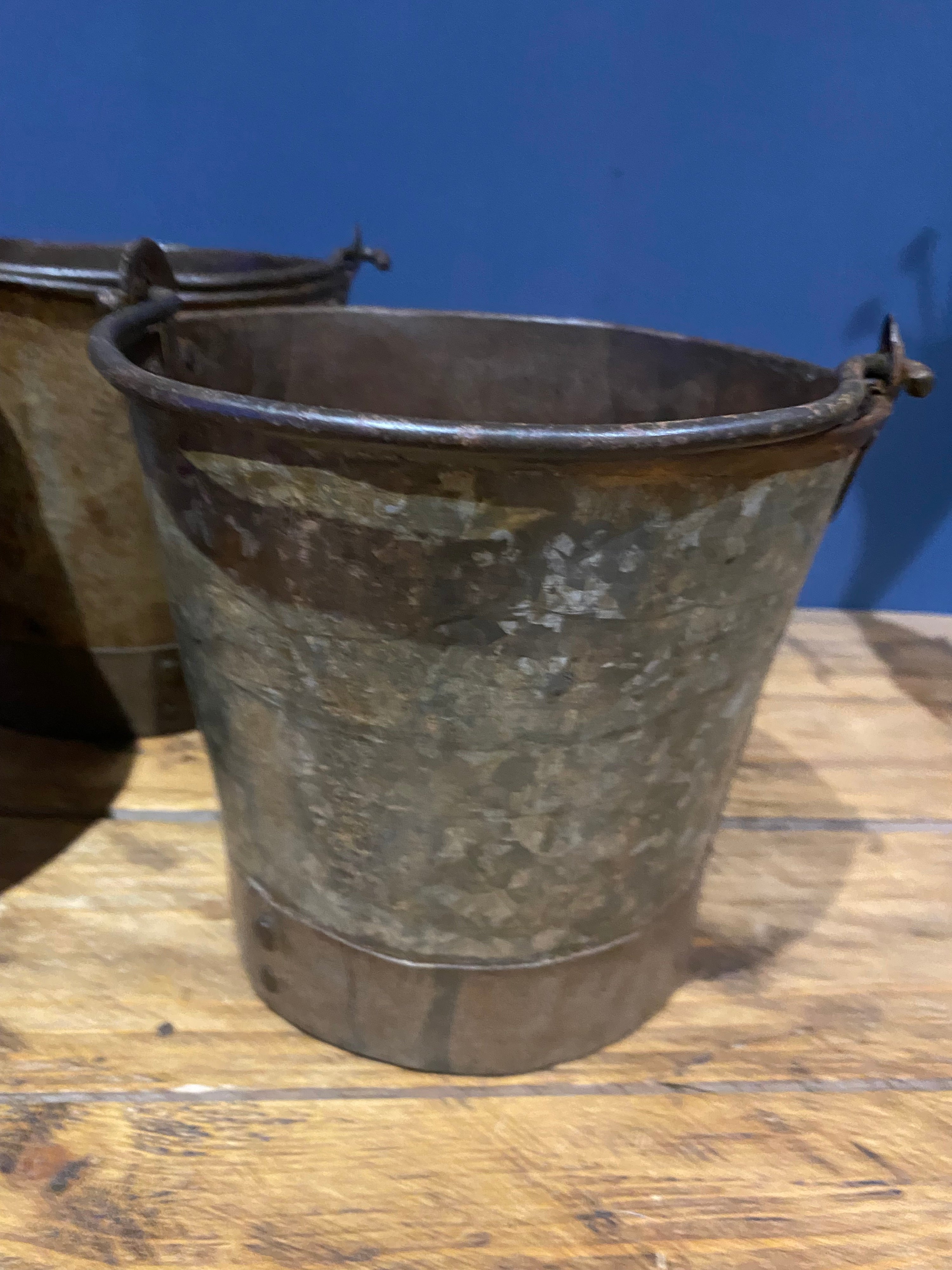 3 X Vintage Galvanised Buckets , Medium