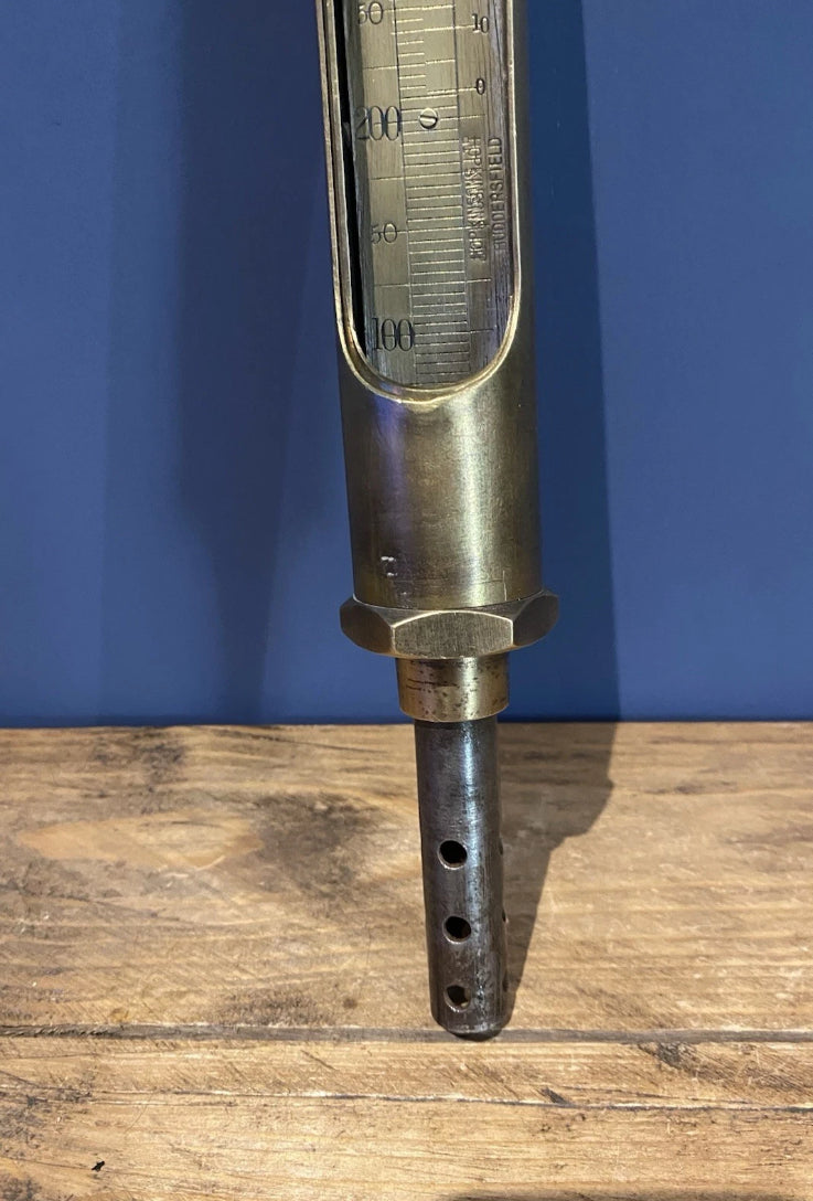 Antique/ Vintage Brass Steam Thermometer, Industrial / Steam Engine
