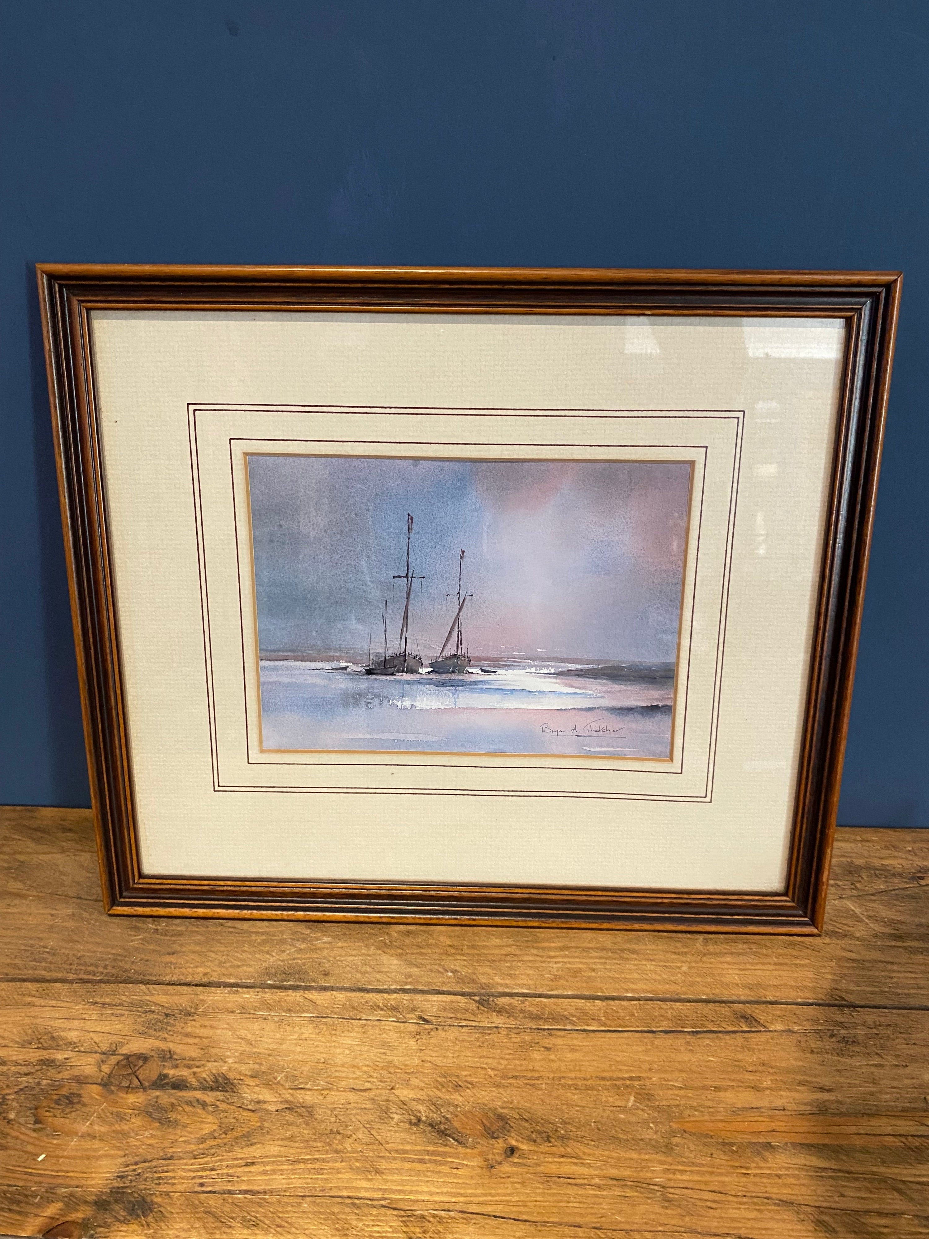 Bryan A Thatcher , Watercolour, Boats On The Coast