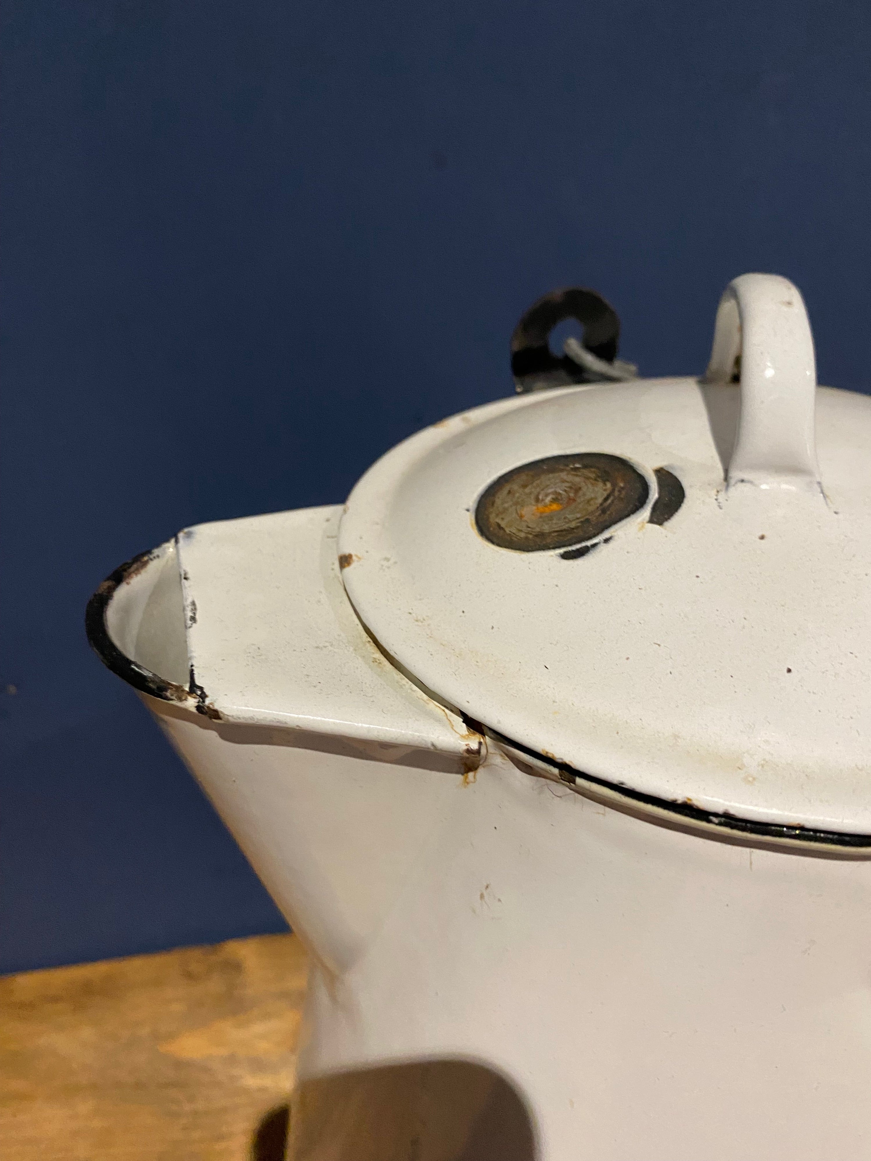 Extra Large Vintage French Enamel Coffee Pot / Water Jug / Milk Jug