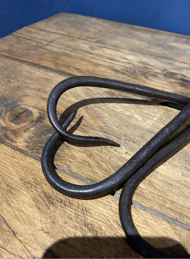 Rare Antique Game Hooks   , Wrought Iron , On A Ring