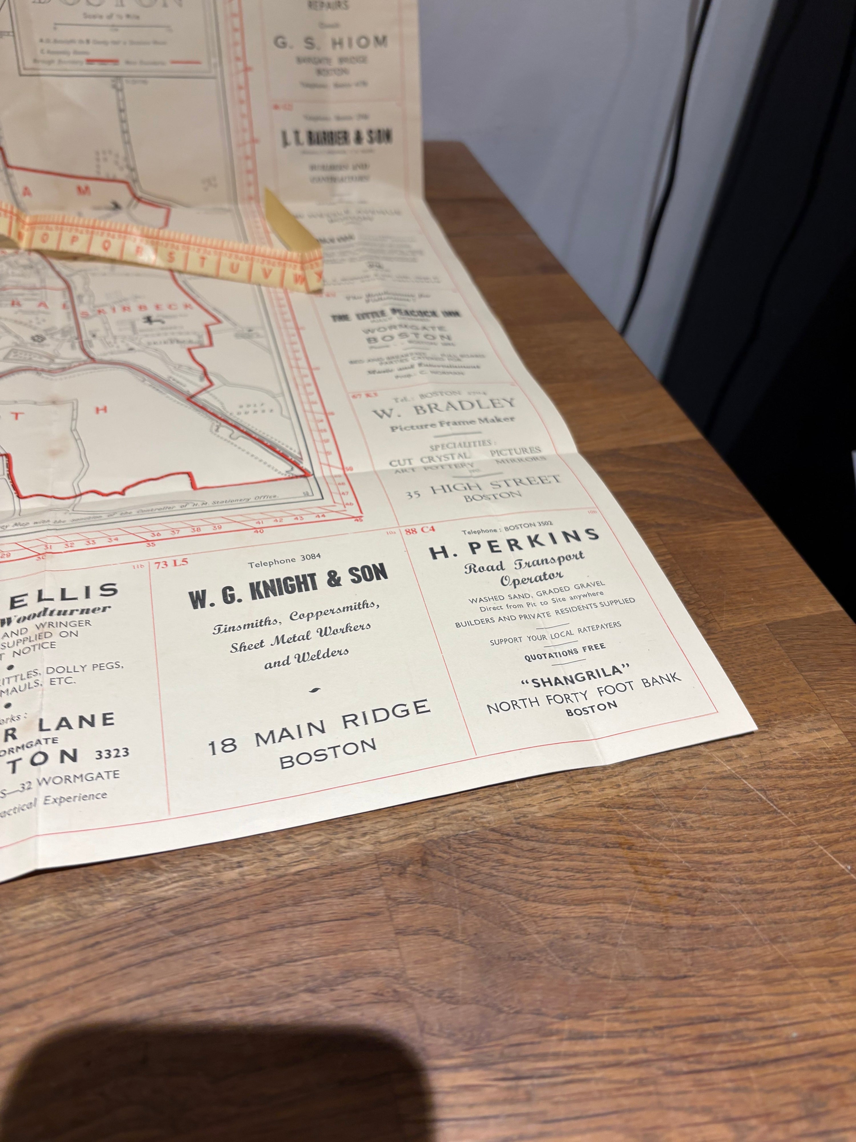Vintage 1930’s-1950’s Burrows Pointer Guide Map Of Boston UK , Third Edition
