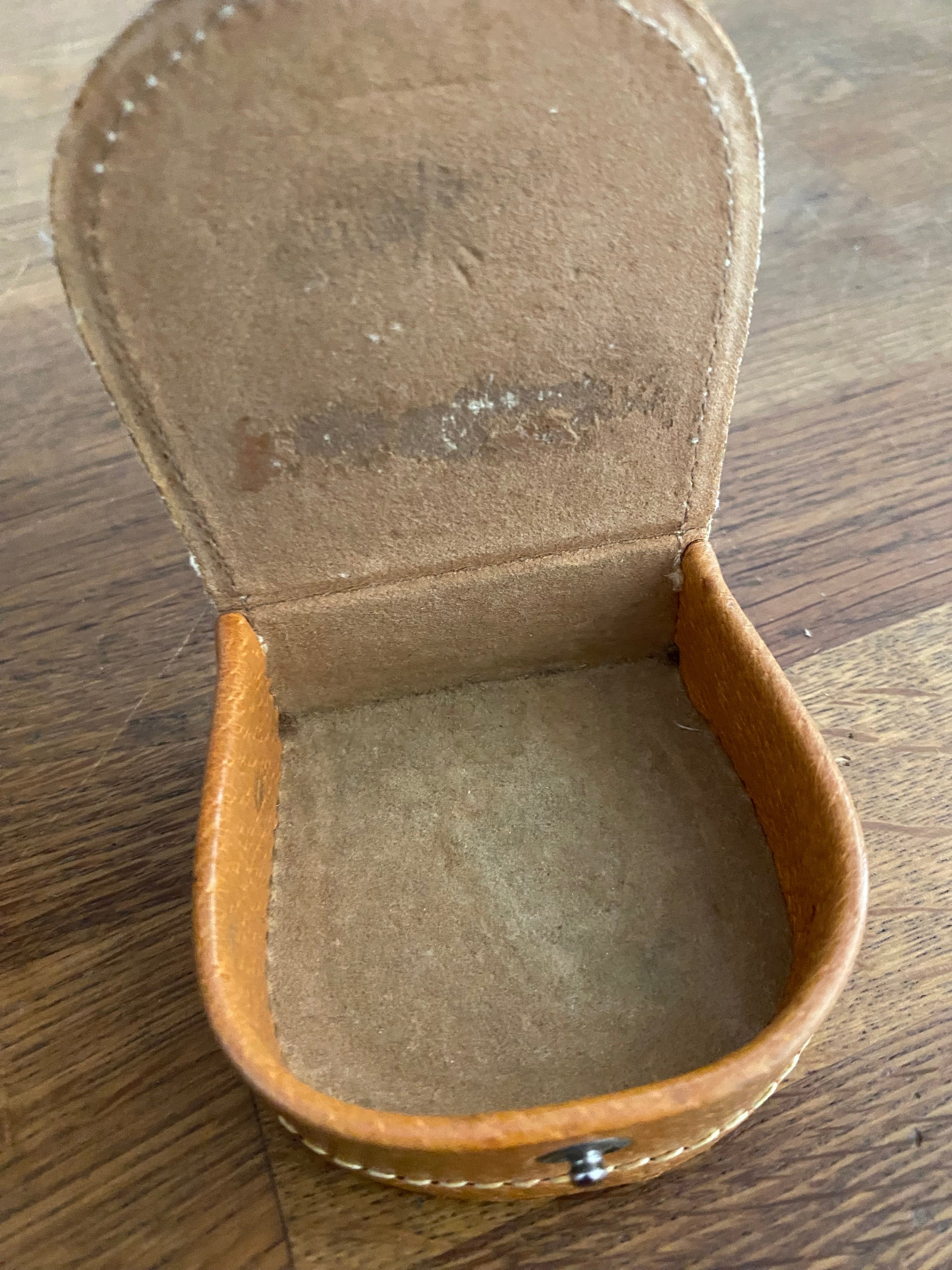 Vintage Stud/ Jewellery Box , Real Pigskin, Made In England