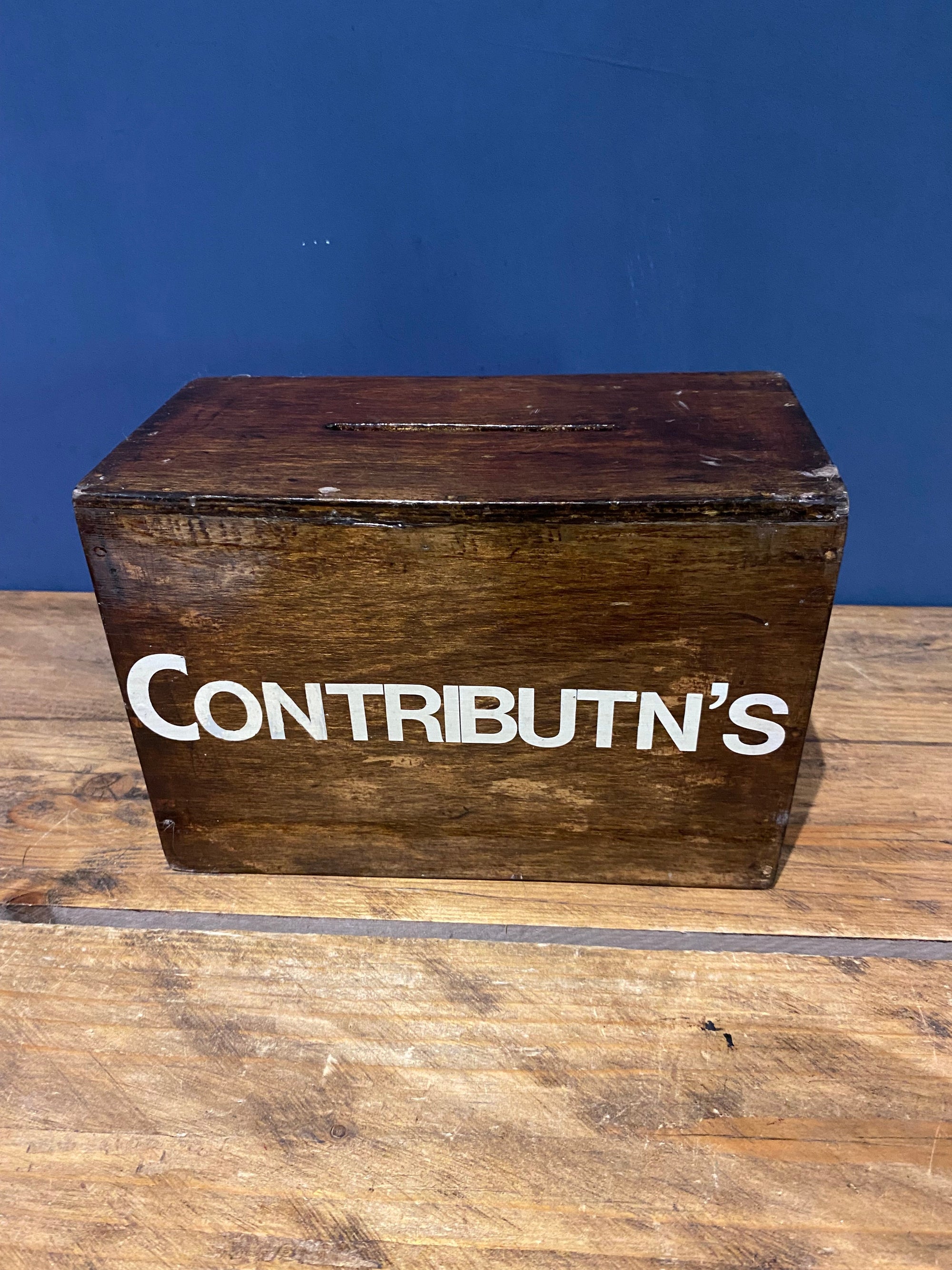 Vintage Wooden Congregations Box / Contributions Box / Alms Box