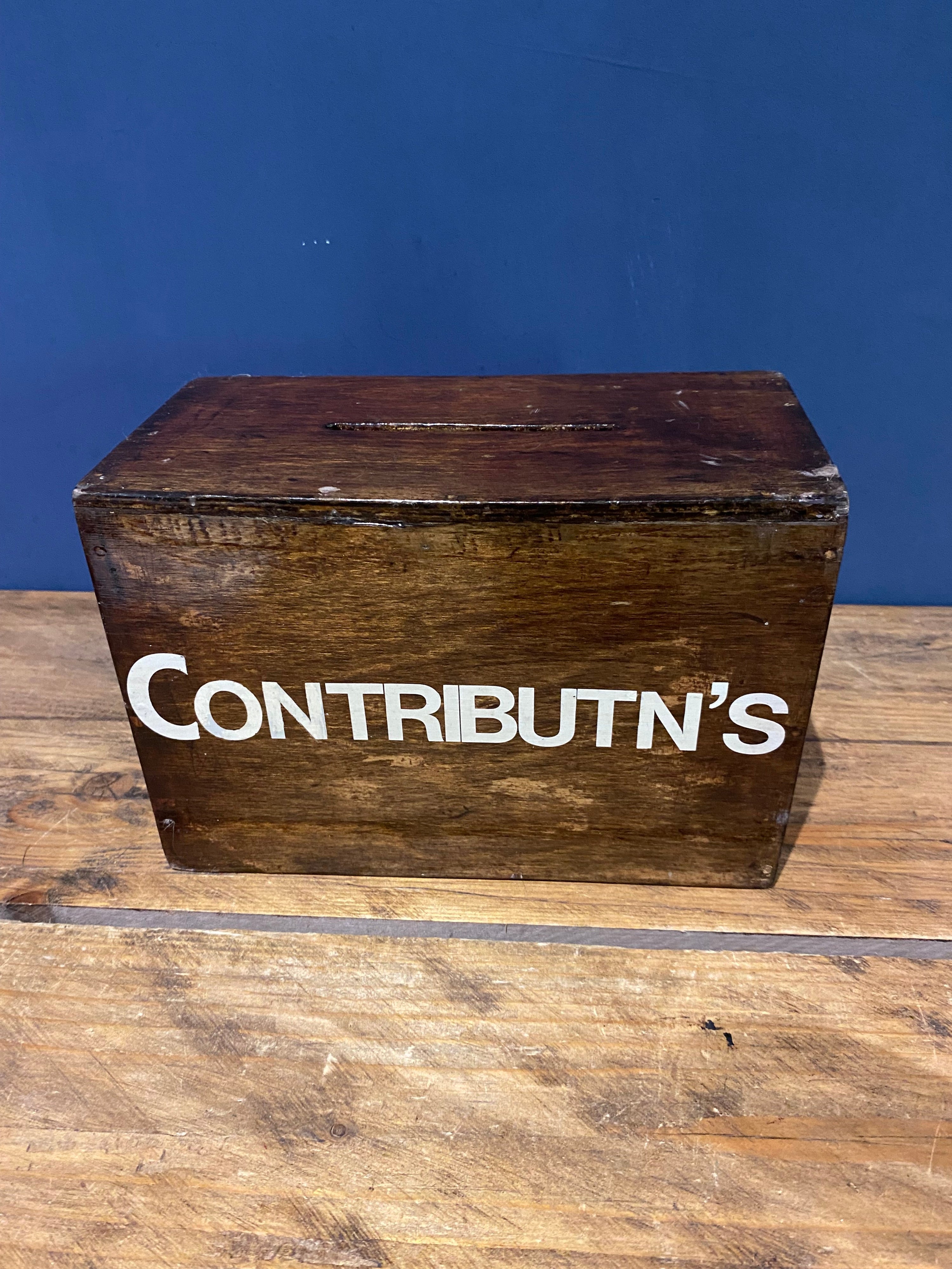 Vintage Wooden Congregations Box / Contributions Box / Alms Box