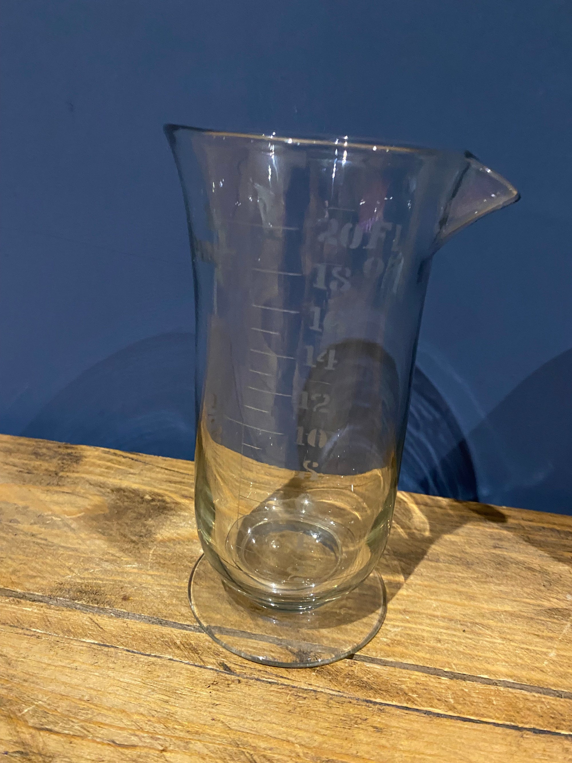 Vintage Apothecary Glass Pint Measuring Beaker / Jug