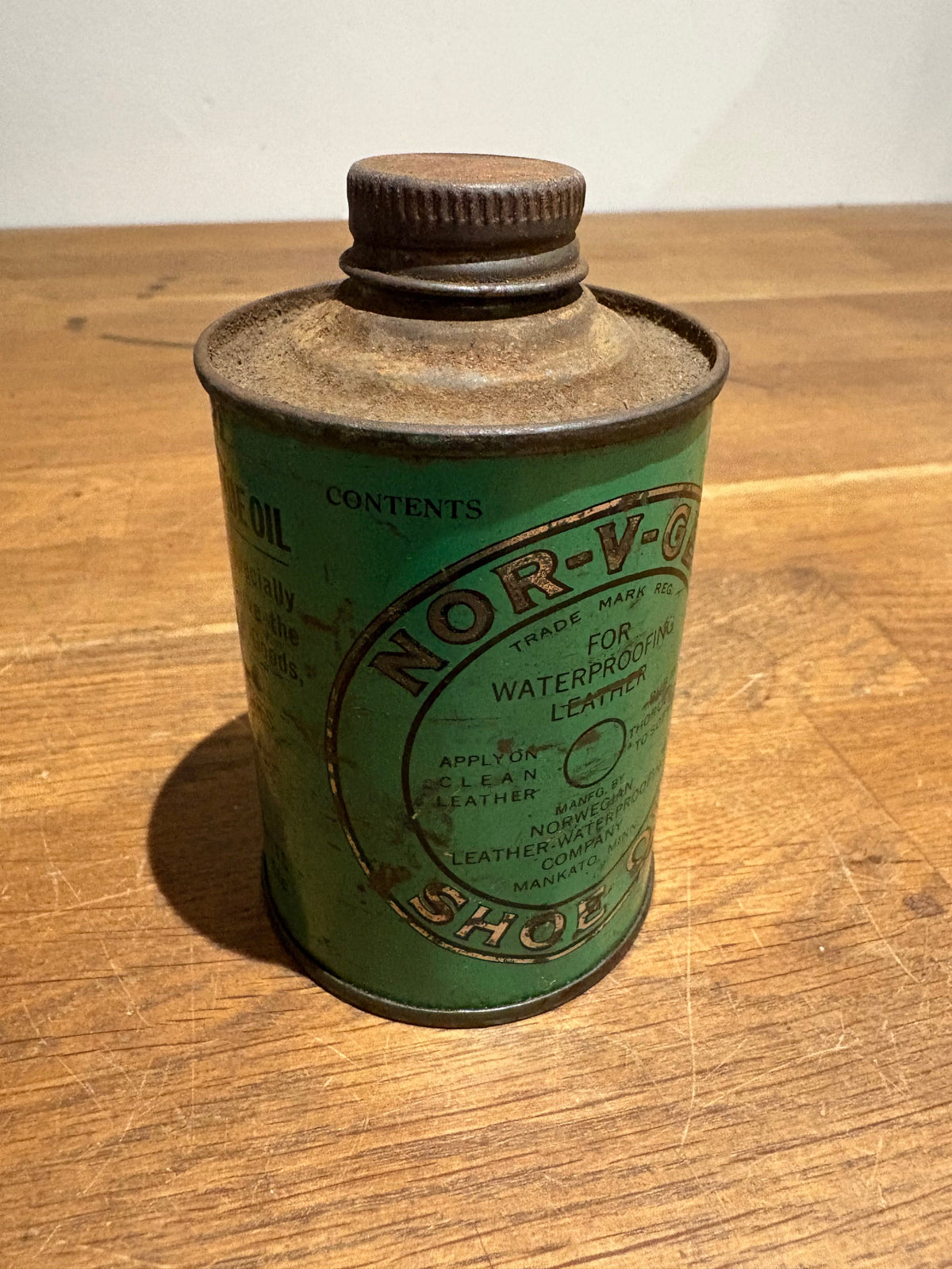 Vintage Nor-V-Gen Shoe Oil Can / Tin/ Bottle.