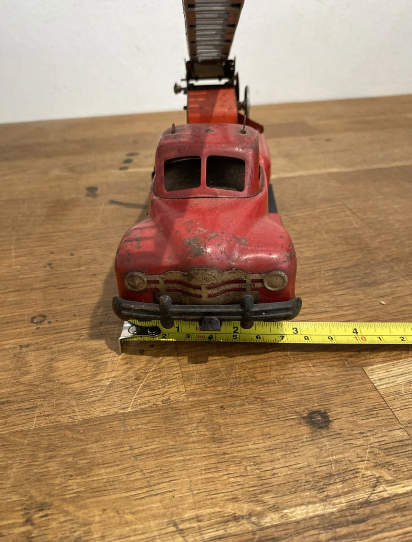 Vintage Tinplate Gama Fire Engine, Fire Truck , Ladder Truck , Clockwork, Works