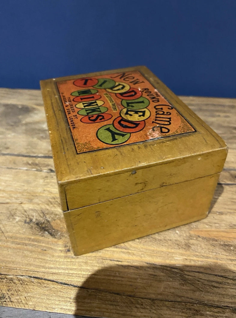 Rare J Jaques & Son Tiddledy Winks Game , Wooden Box Not Cardboard Version.
