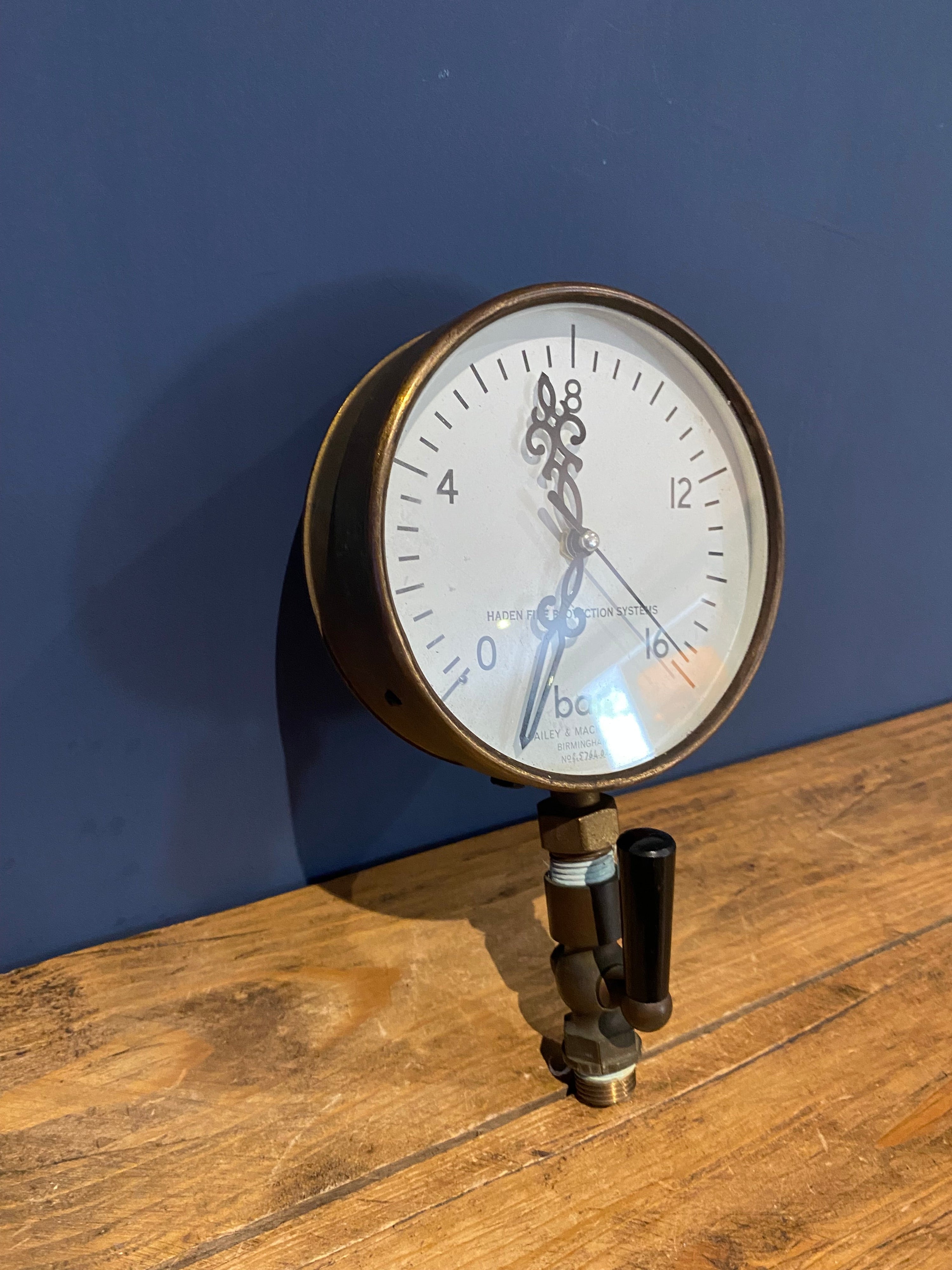 Vintage Haden Fire Protection, Baily & Mackey . Upcycled Gauge, Into A Clock