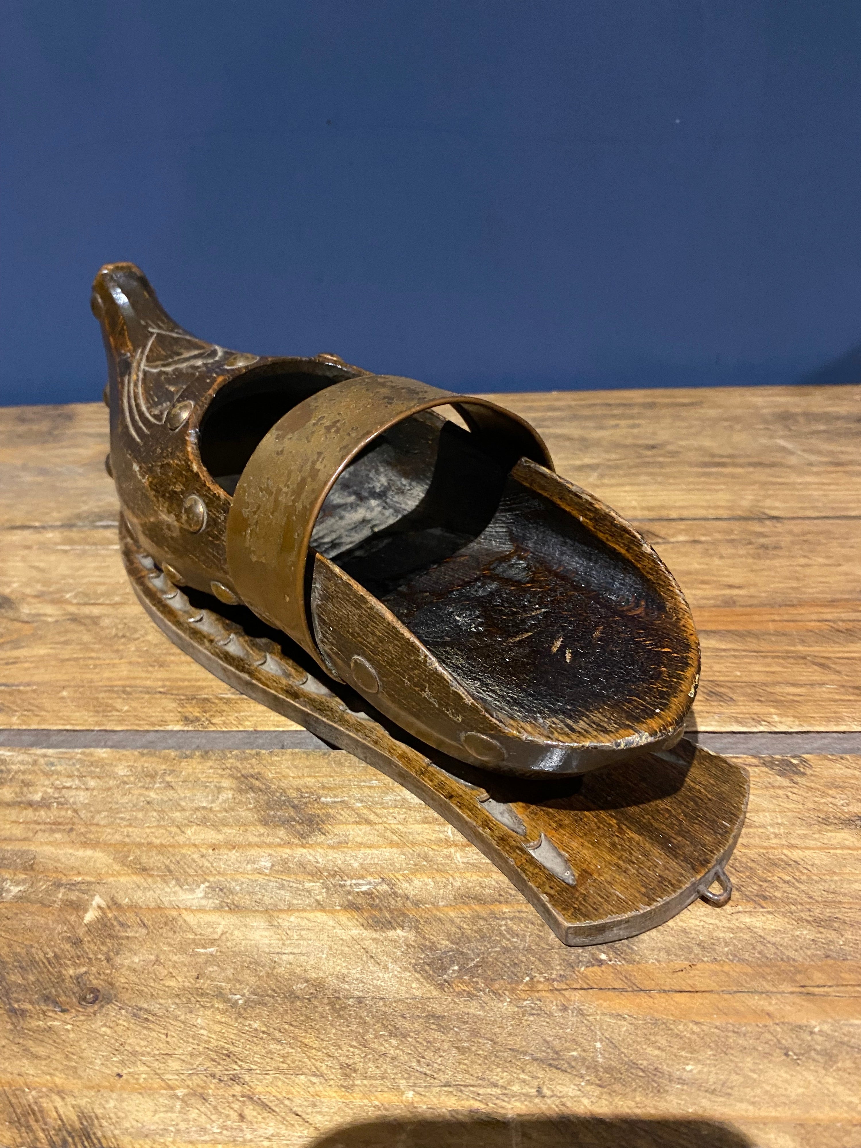 Vintage Carved Clog Wall Pocket , Wall Hanger