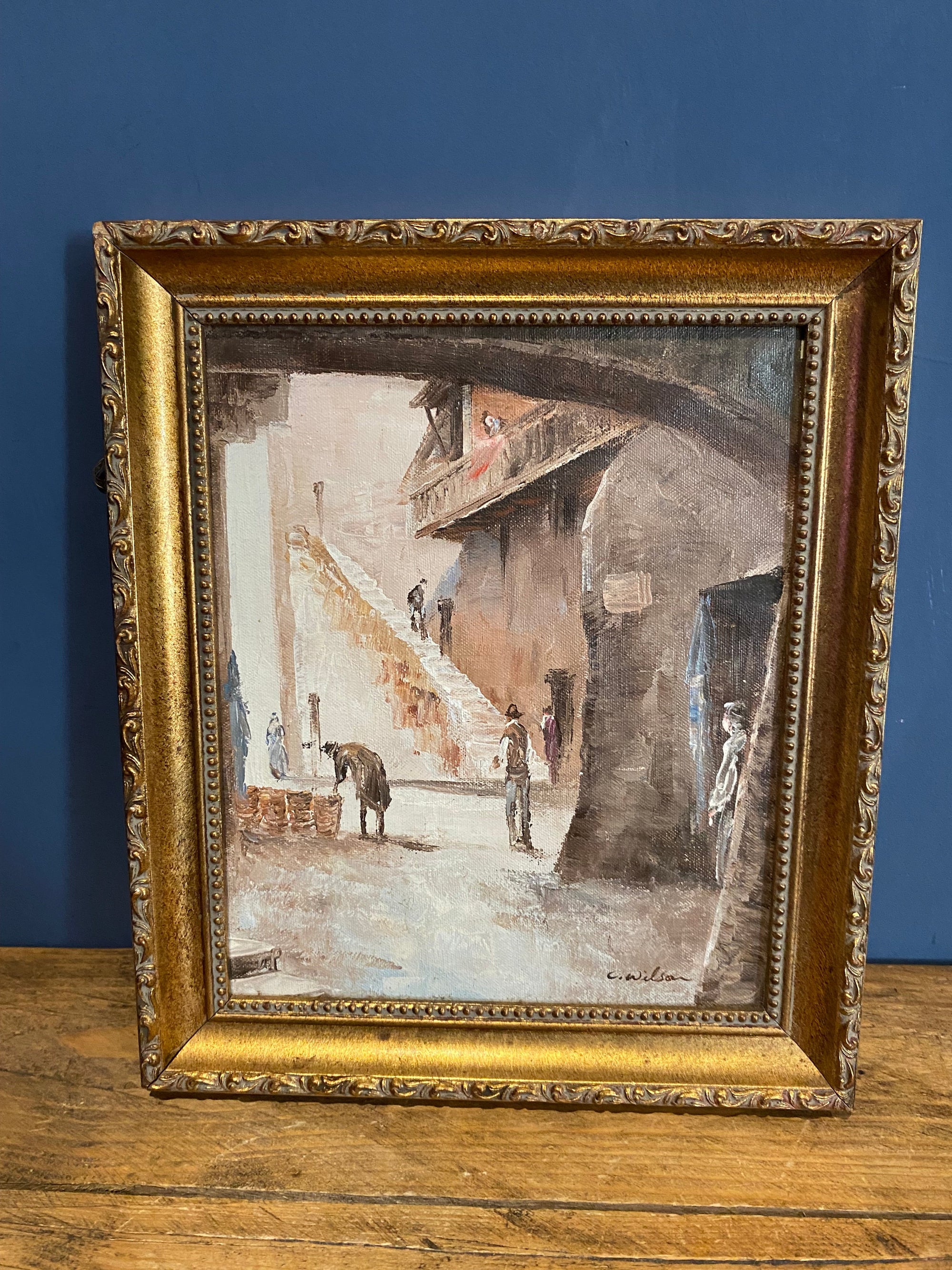 Antique C Wilson Painting, Oil On Canvas