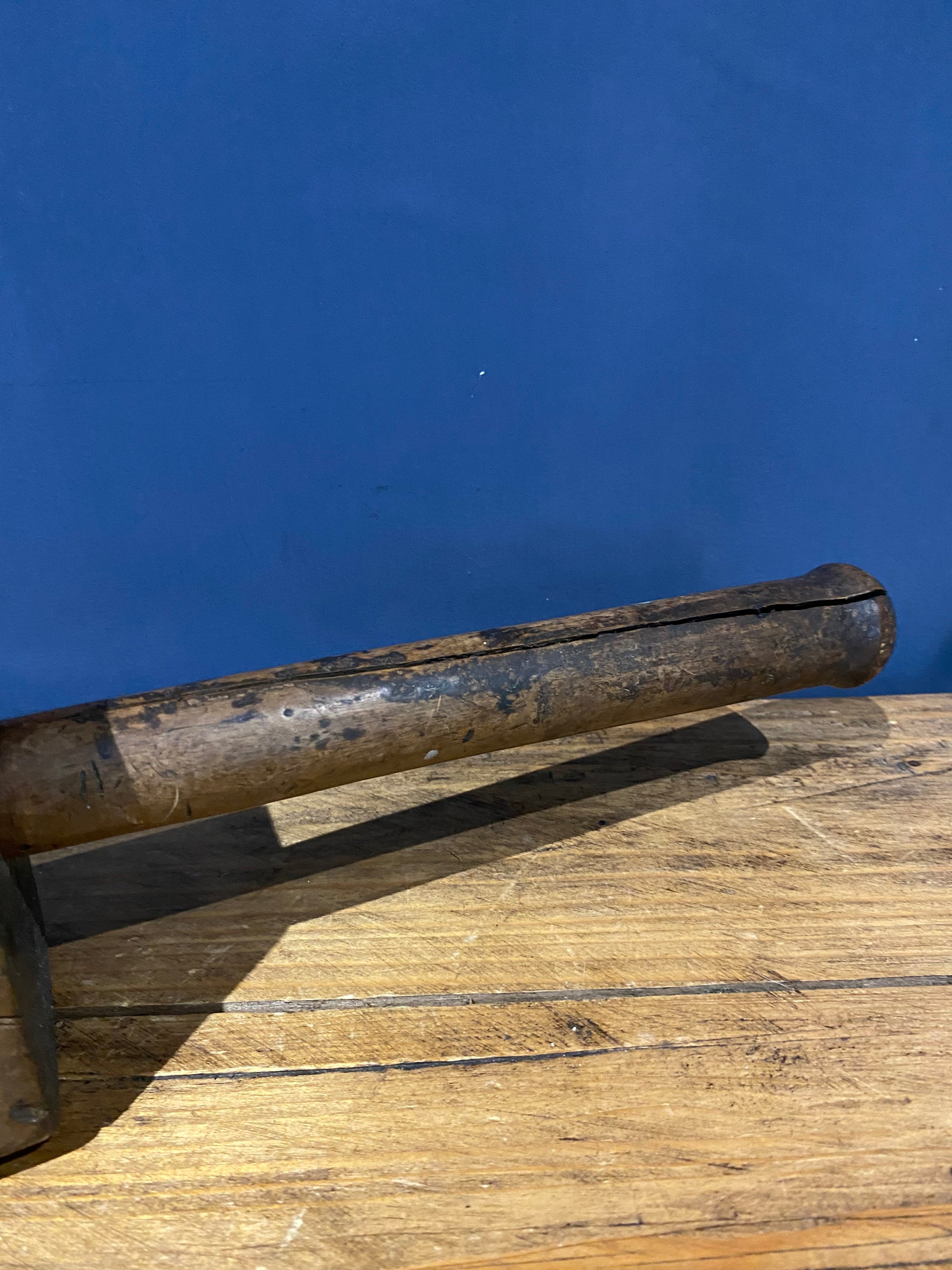 Large decorative well worn wooden mallet