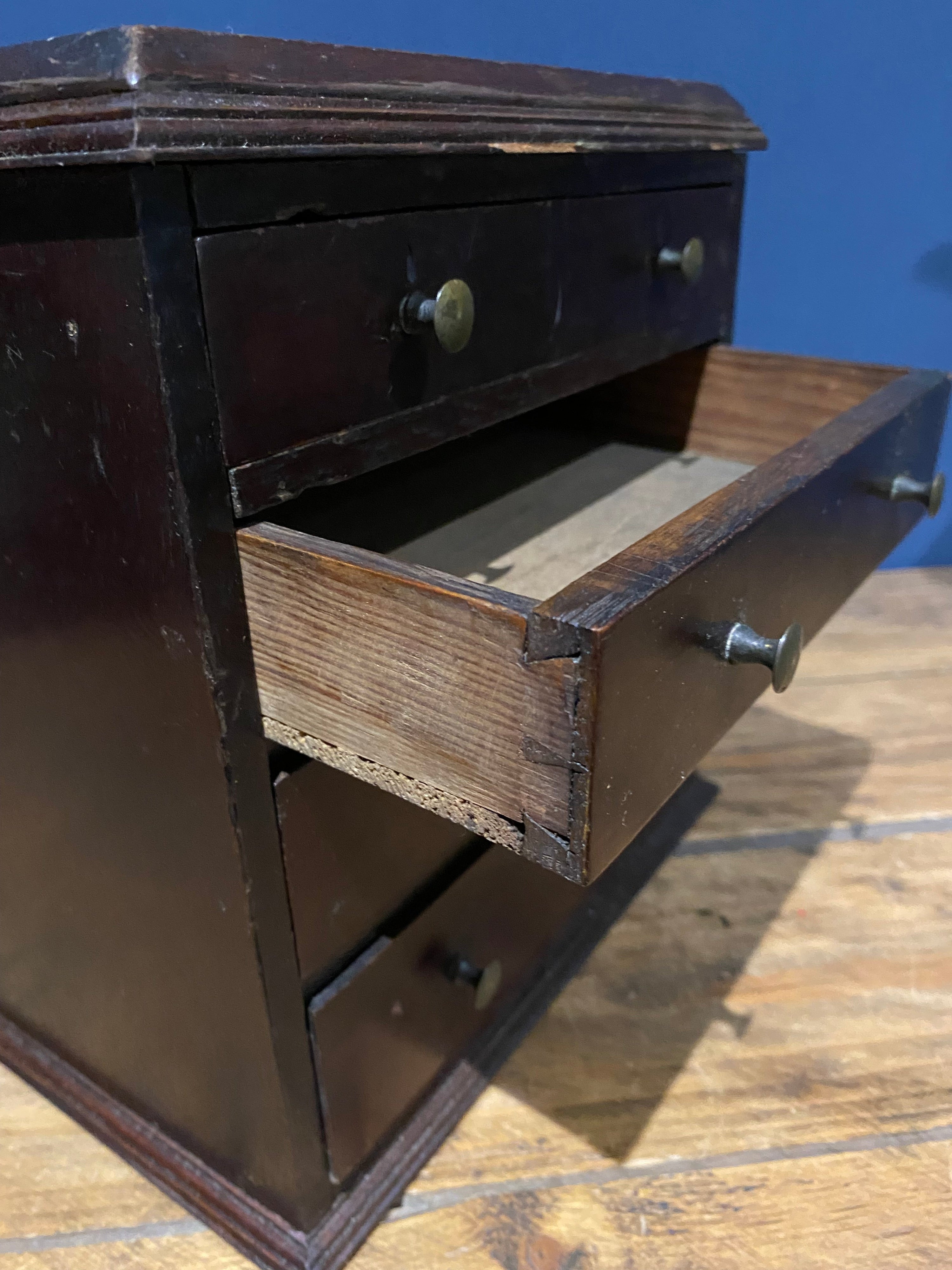 Antique Four Drawer Apprentice Piece/drawers Cabinet