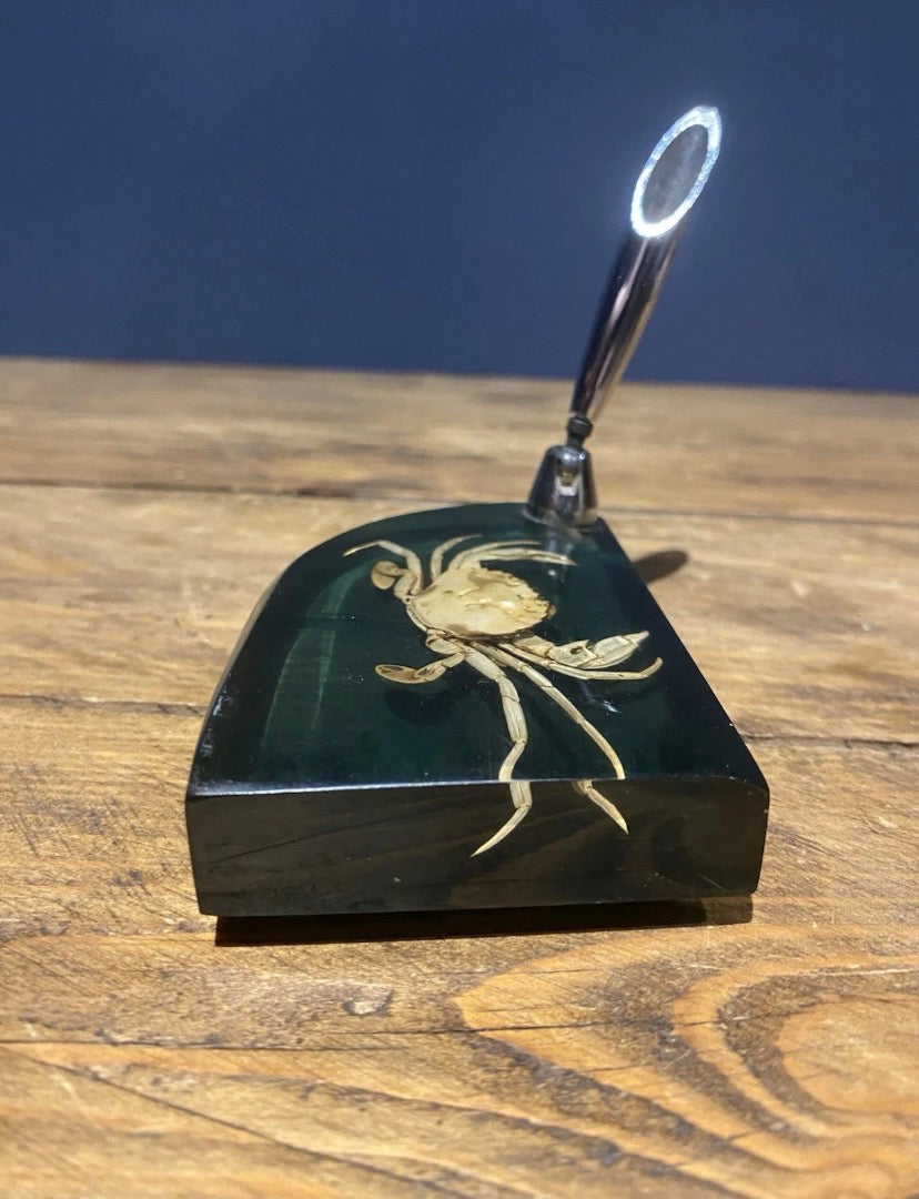 Vintage Lucite Crab Pen Holder / Paper Weight