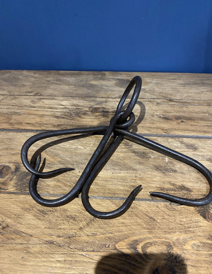 Rare Antique Game Hooks   , Wrought Iron , On A Ring