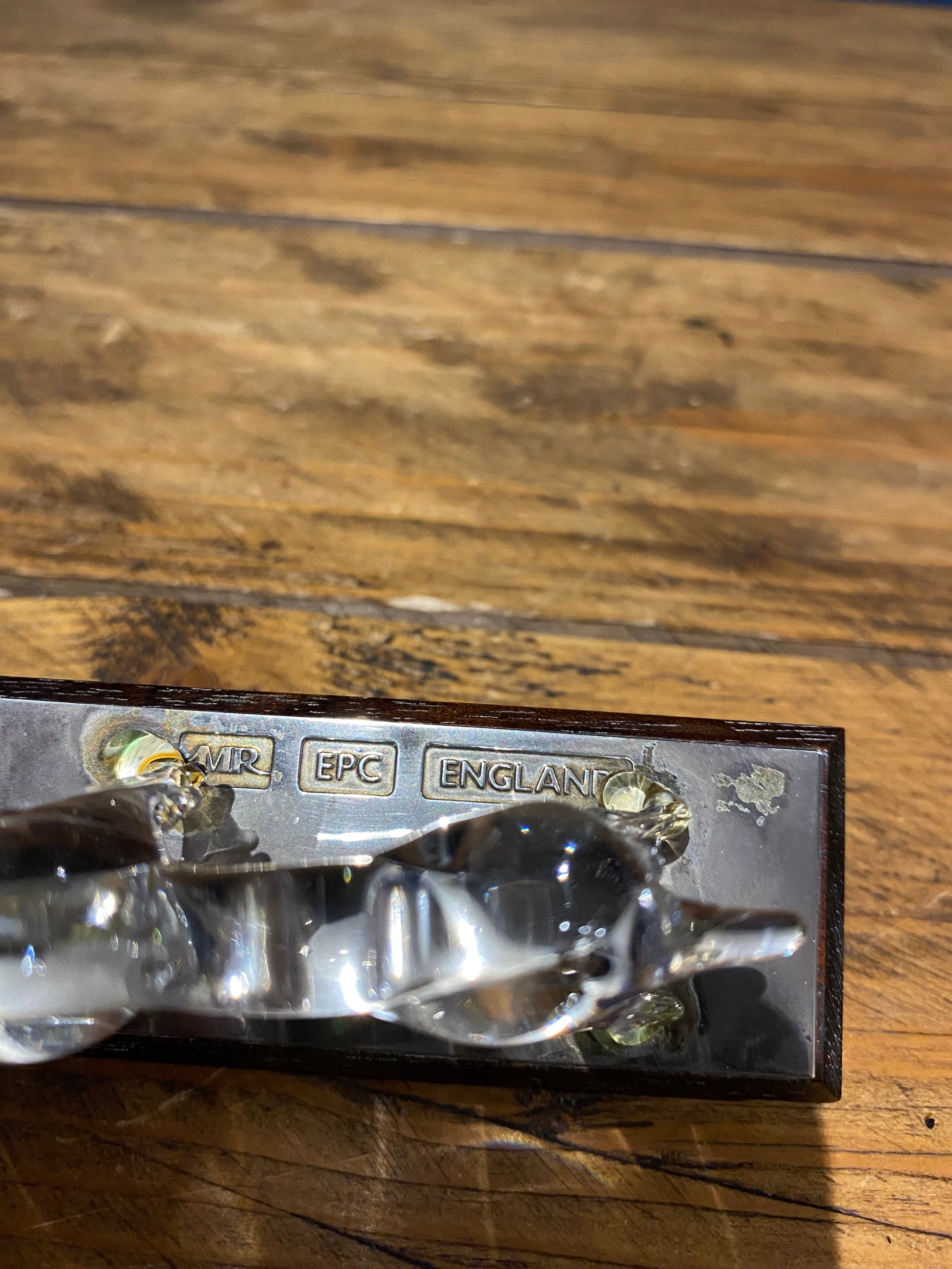 Vintage Crystal Spaniel Ornament On Wood Base