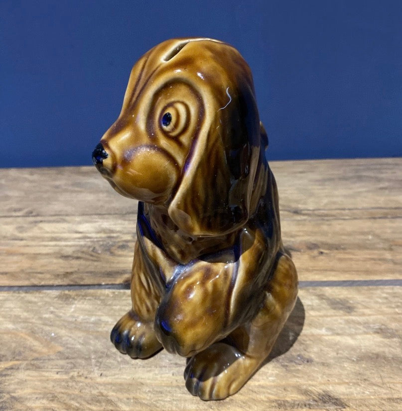 Vintage Treacle Glaze Dog Money Box