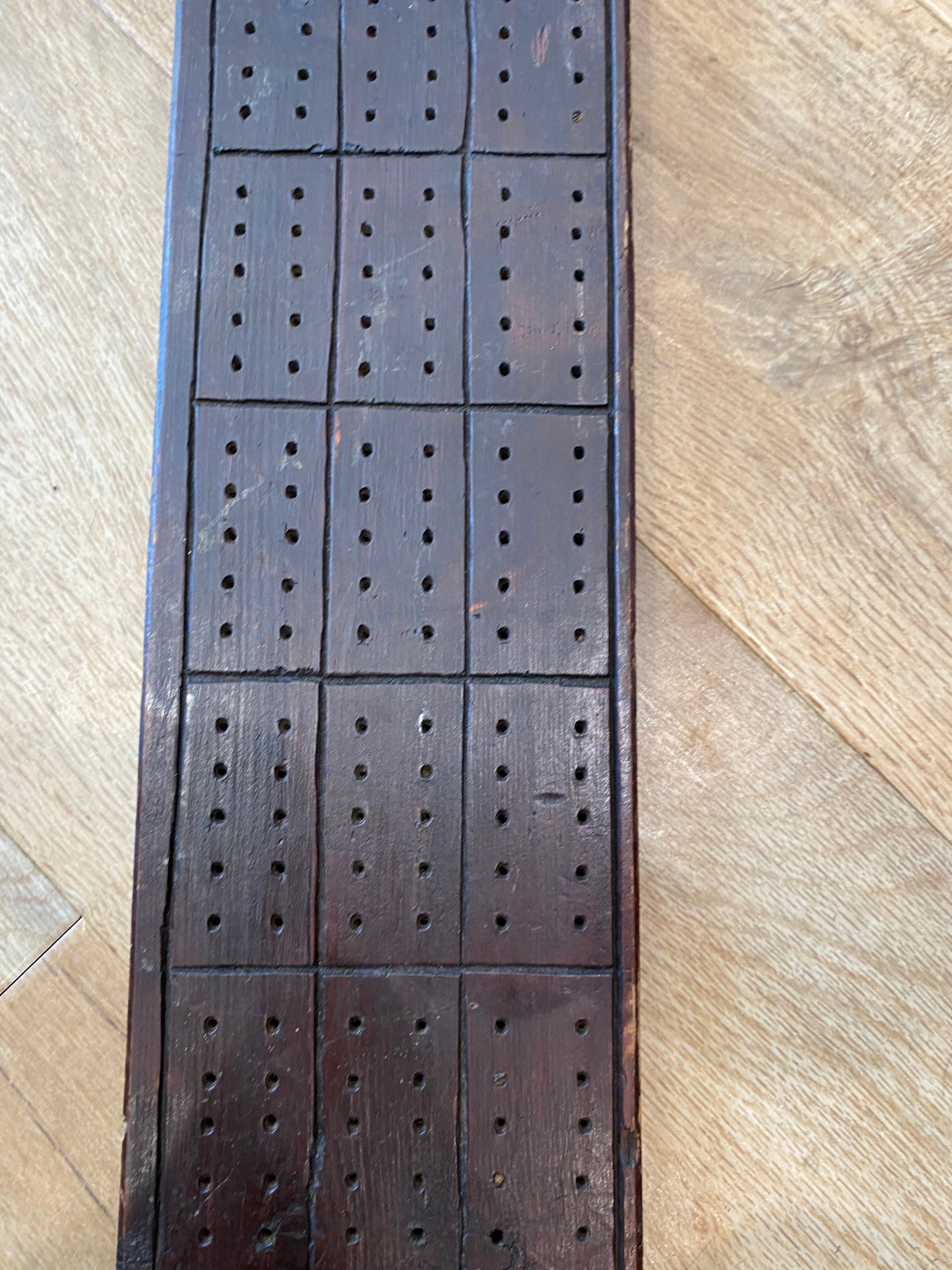 Extra Large Antique Wood Cribbage Board, 30 Inches Long
