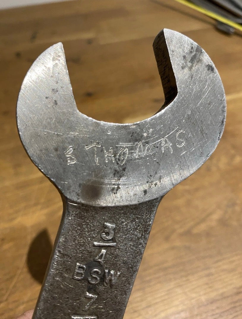 Vintage 1941 Air Ministry Spanner, 3/4 Bsw,7/8 Bsf + 5/8 Bsw, 11/16 Bsf.