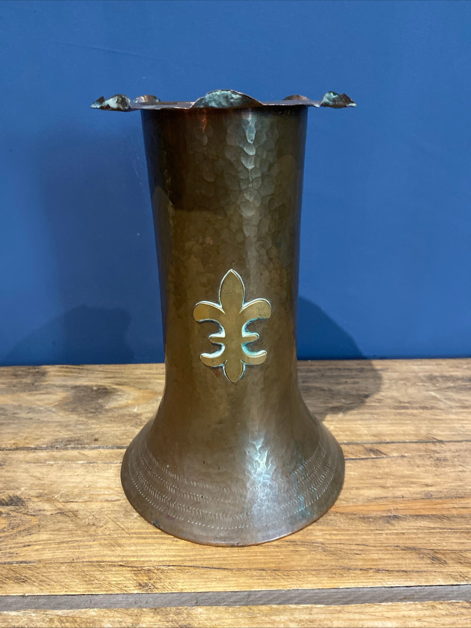 Antique Copper And Brass Vase , With Patina