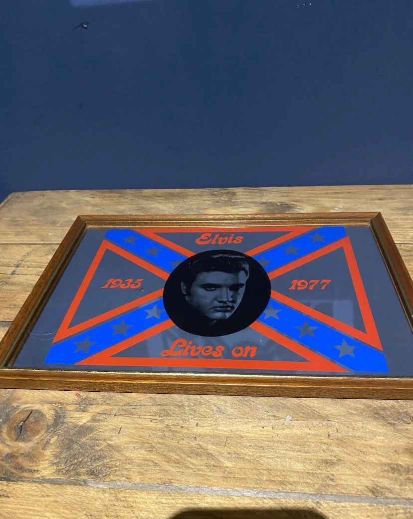 Vintage Elvis Presley 1935-1977 Mirror, Confederate Flag , Elvis Lives On.