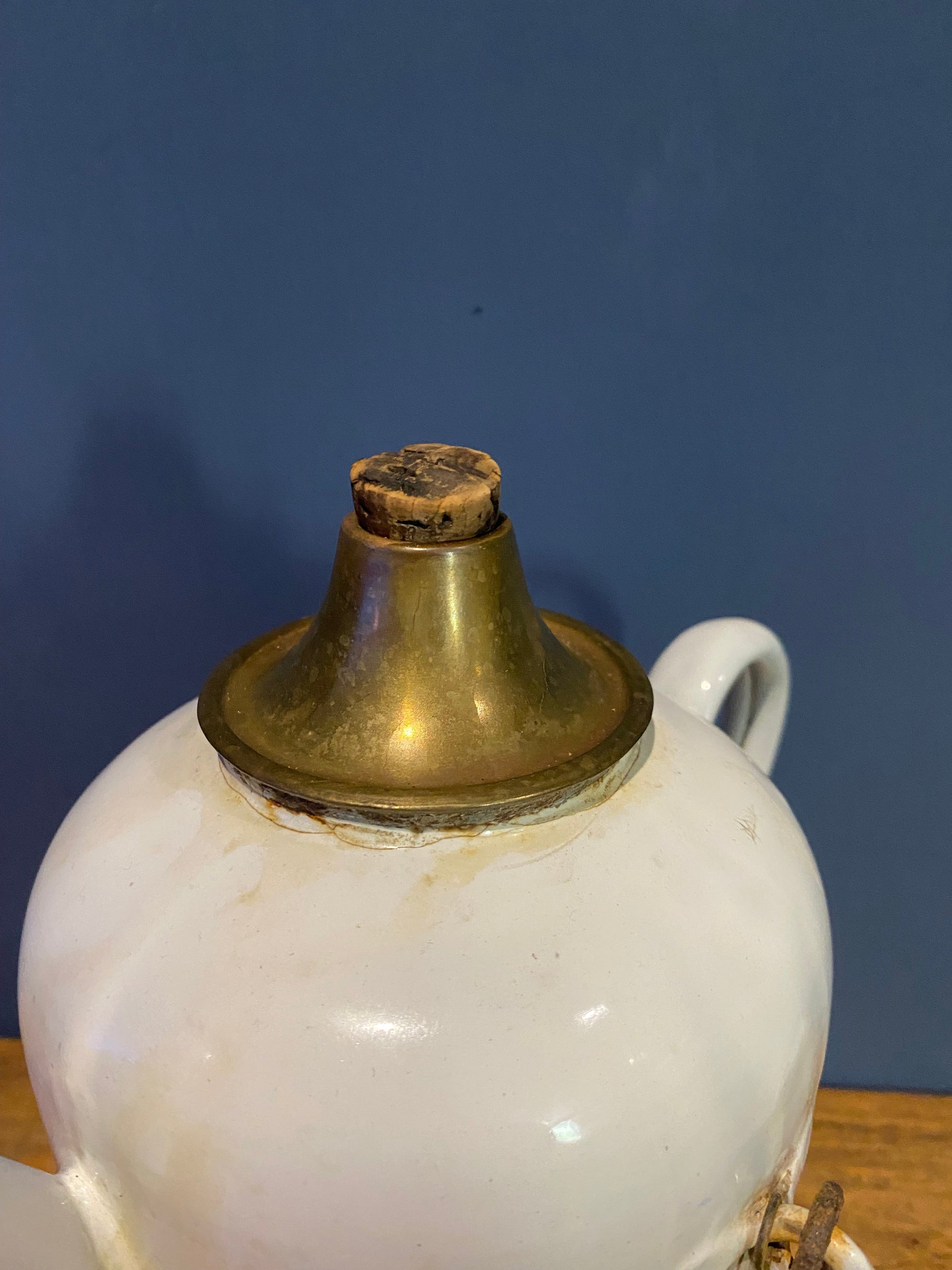 Vintage Enamel Petrole Oil Can Long Spout Petrol Pouring Can, Garage Decor