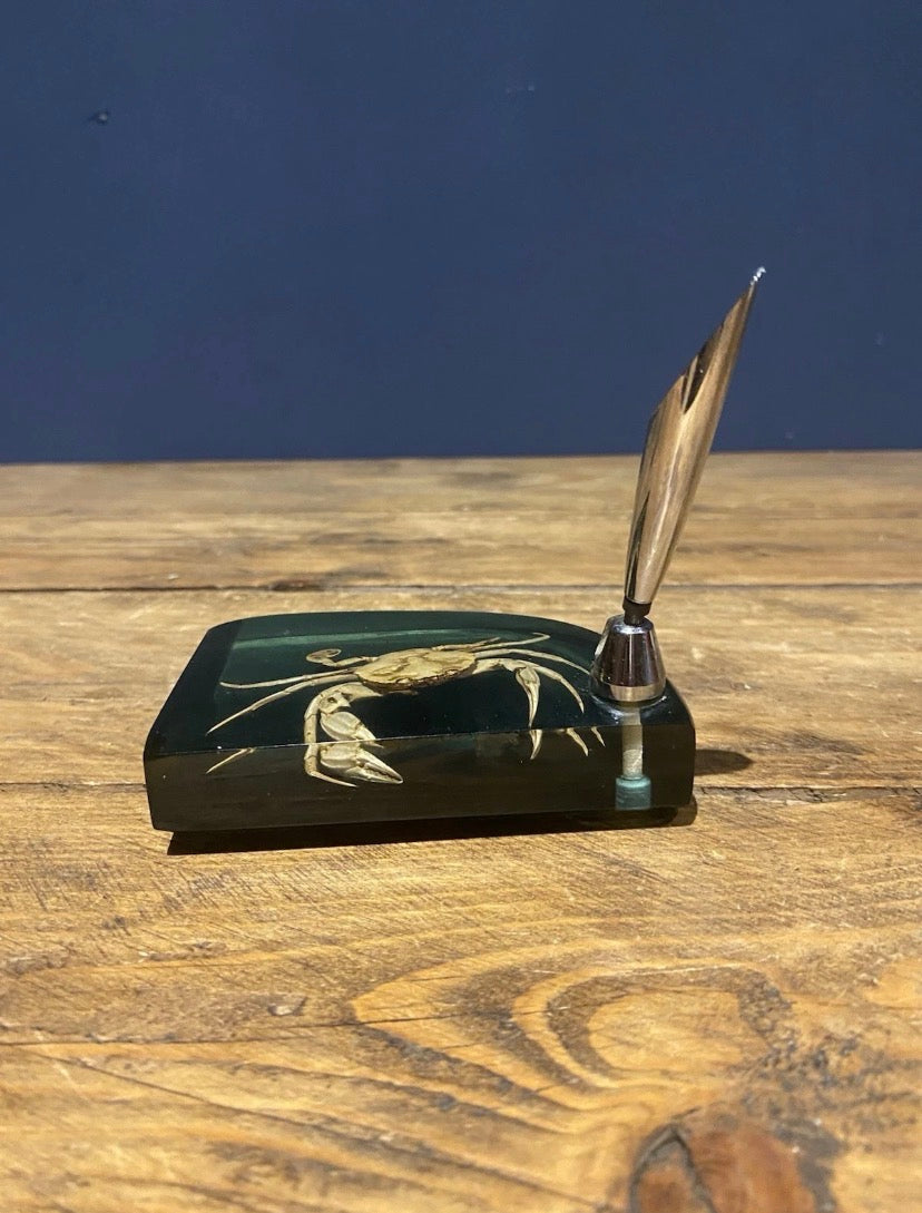 Vintage Lucite Crab Pen Holder / Paper Weight
