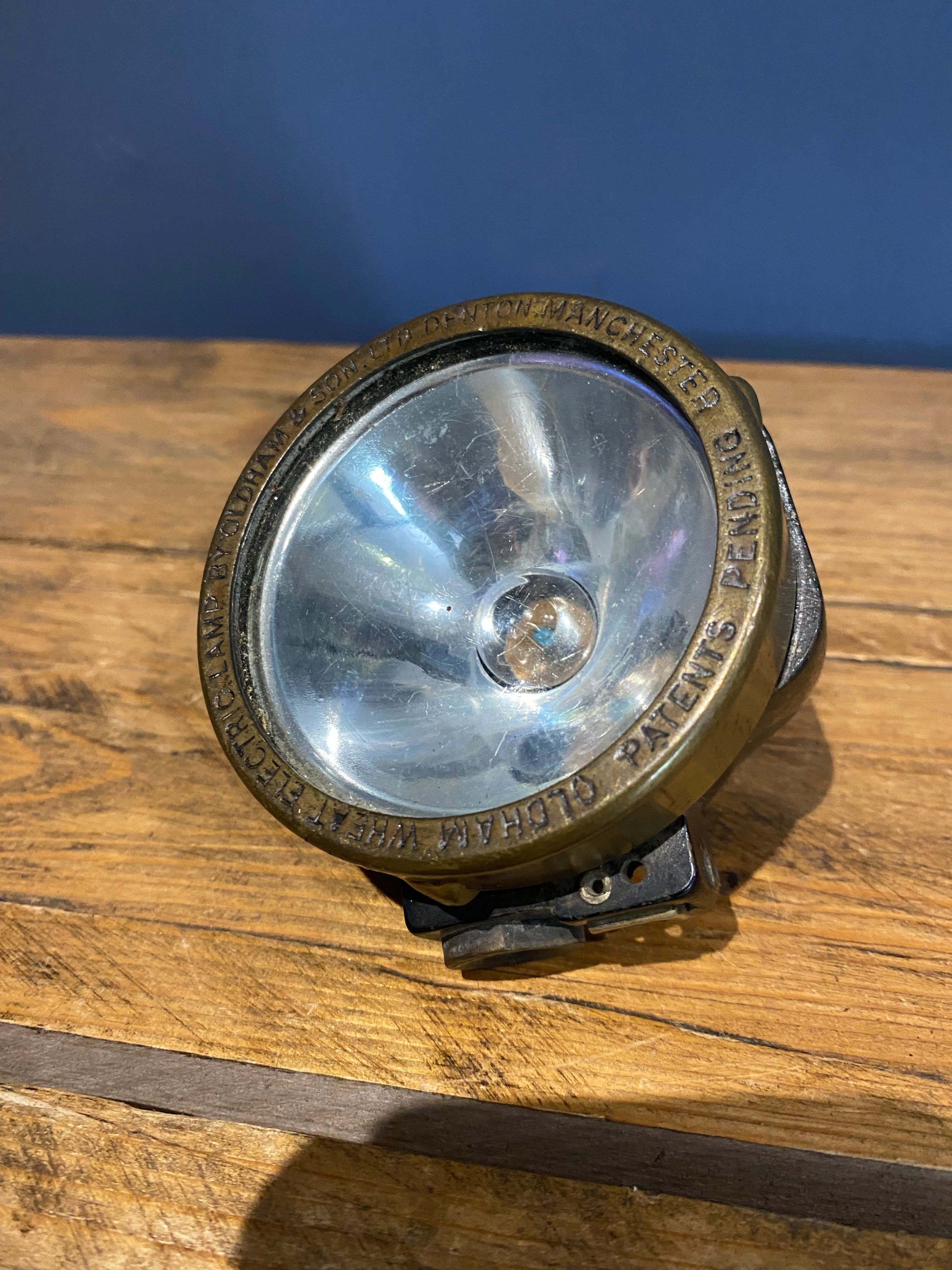 Vintage Oldham Wheat Electric Lamp, Denton , Manchester, Miners Lamp