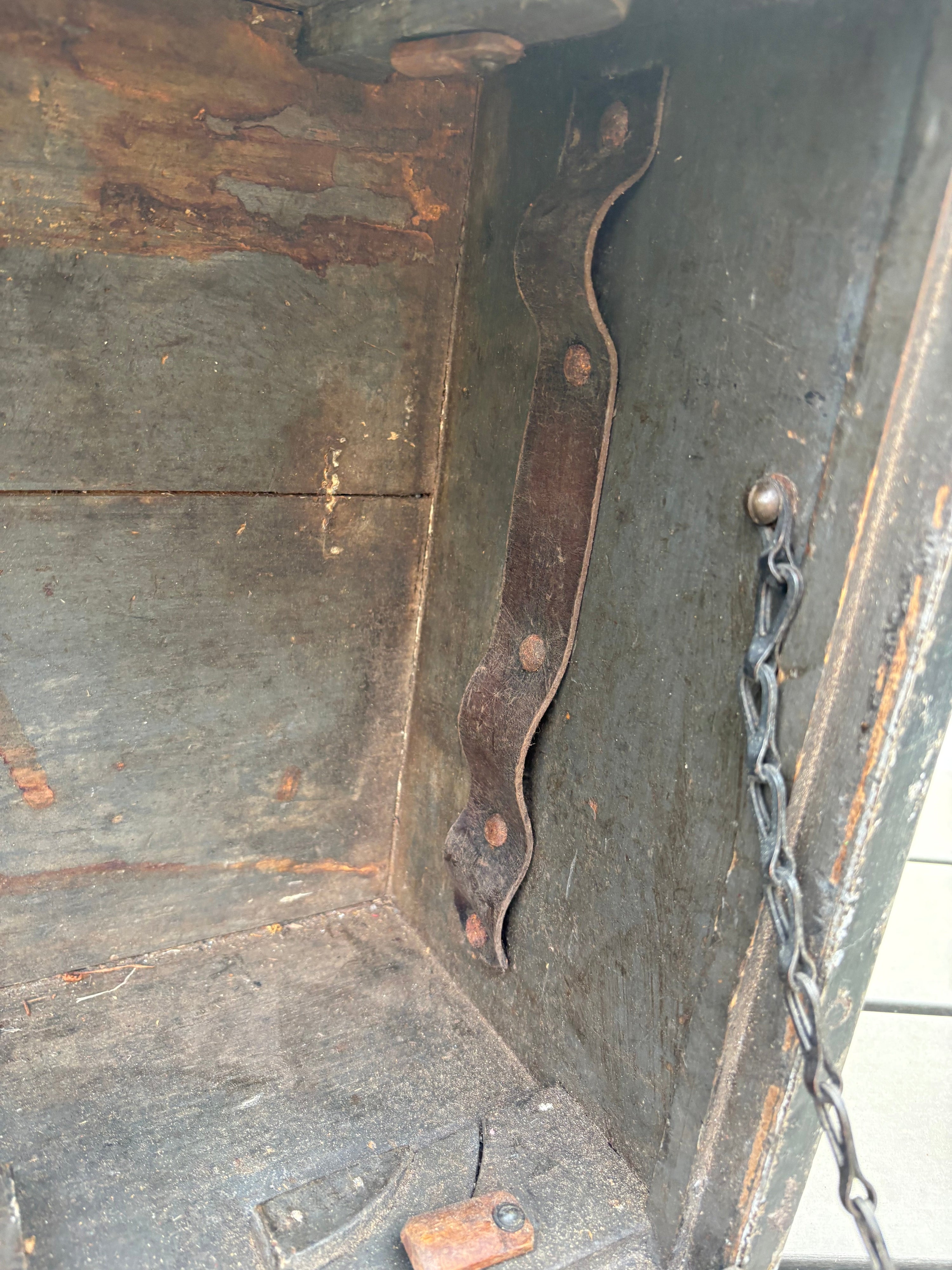 Vintage Wooden Toolbox/ Tool Chest. Metal Edges
