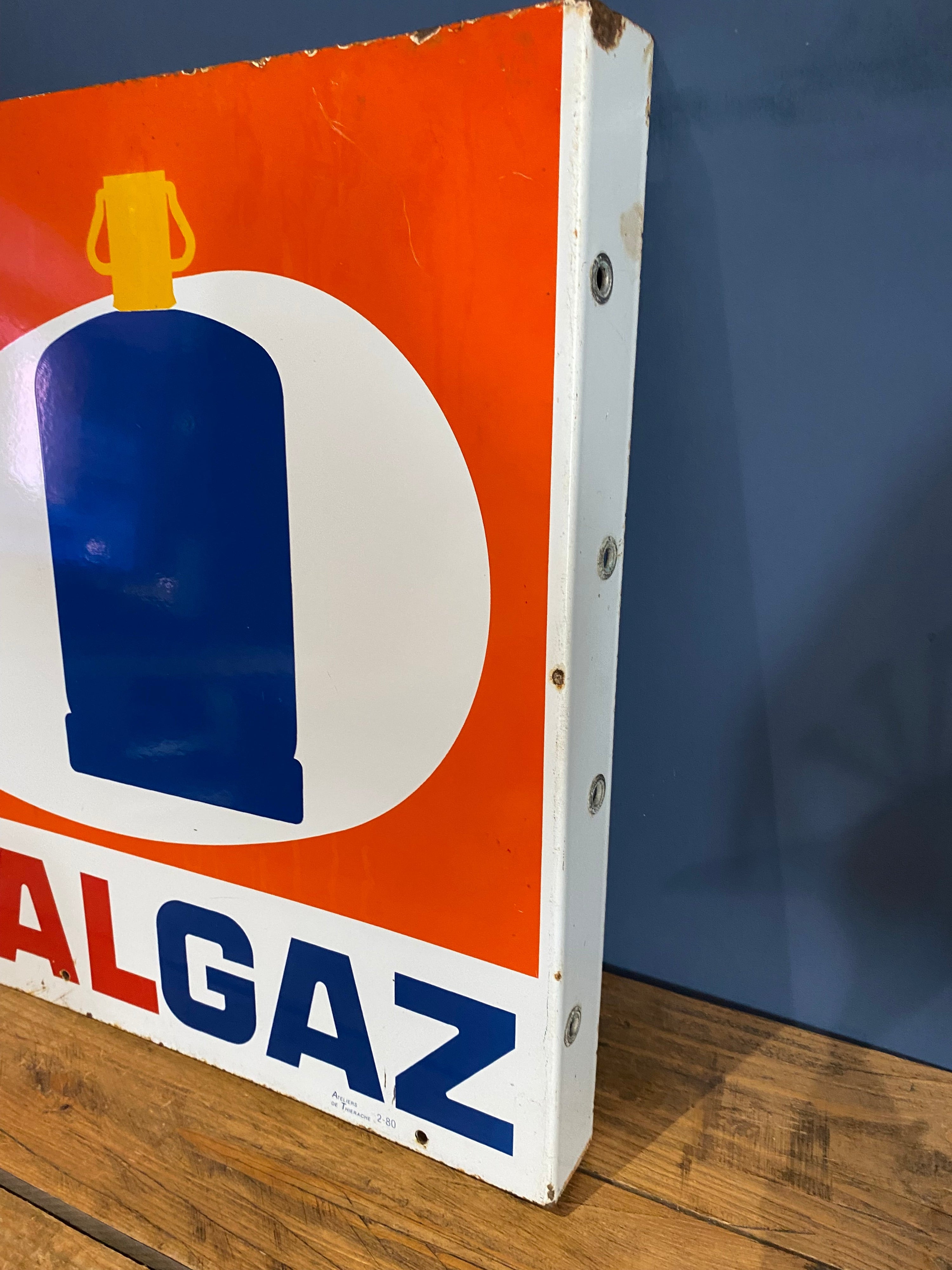 Vintage 1970’s Total Gaz double sided enamel sign