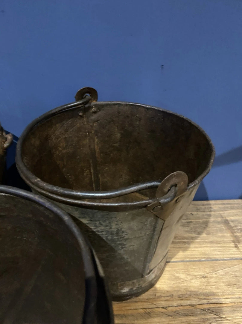 3 X Vintage Galvanised Buckets , Medium