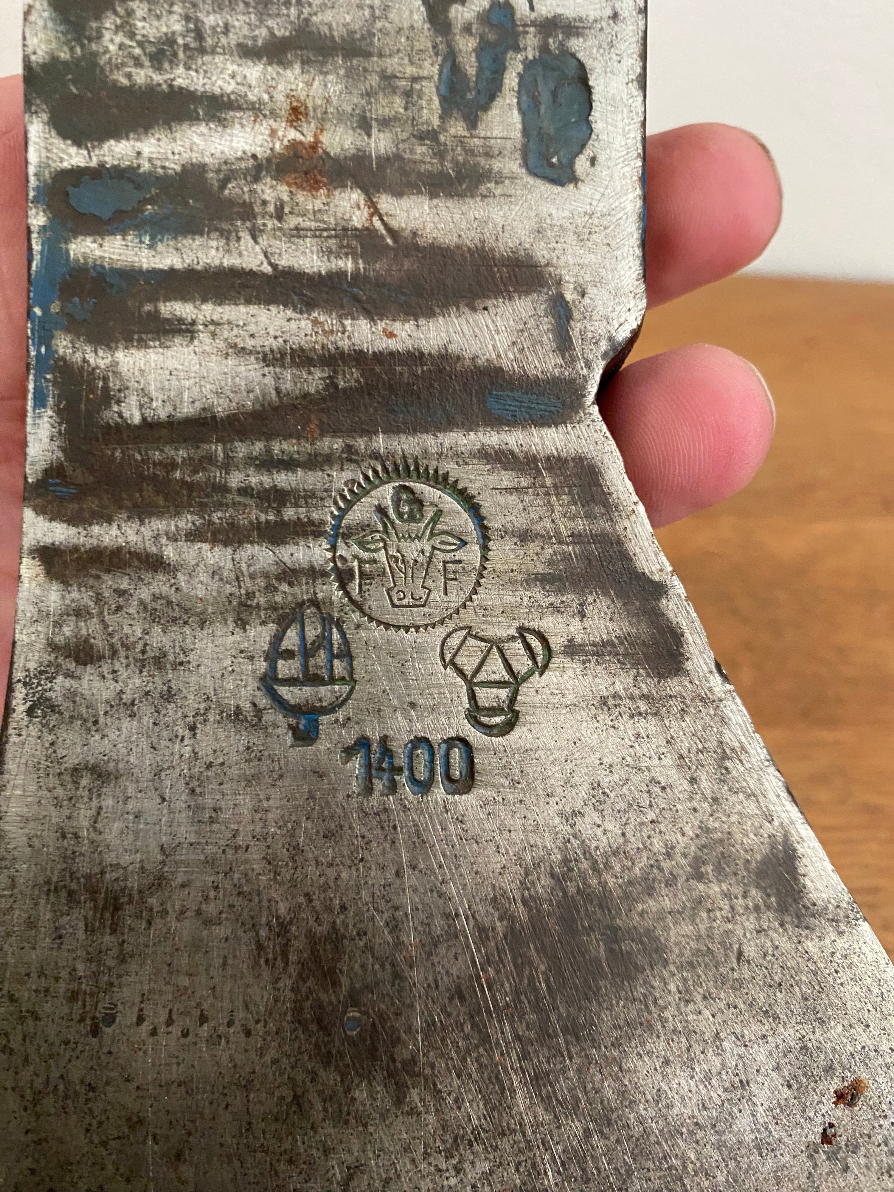 Rare Ochsenkopf Grun vintage axe head .