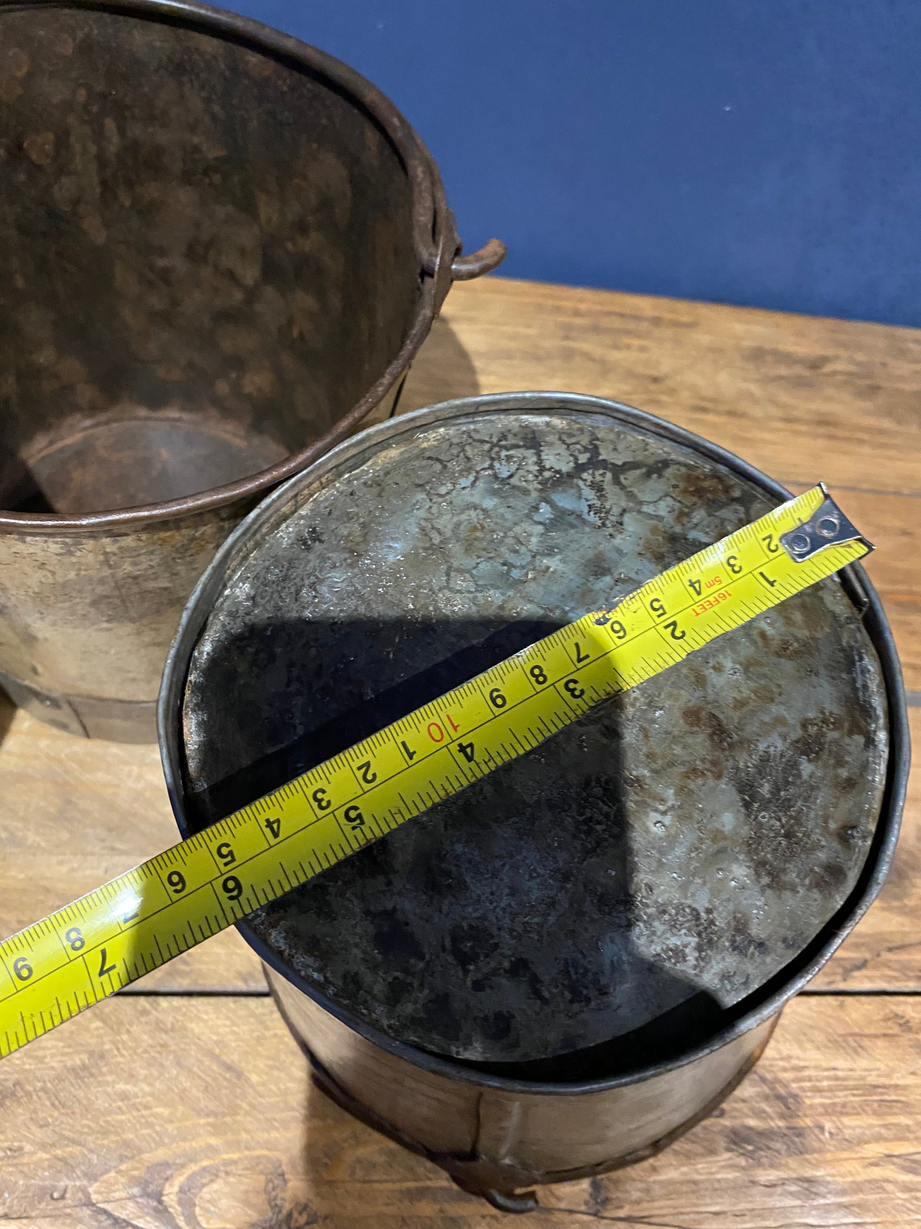 3 X Vintage Galvanised Buckets , Medium